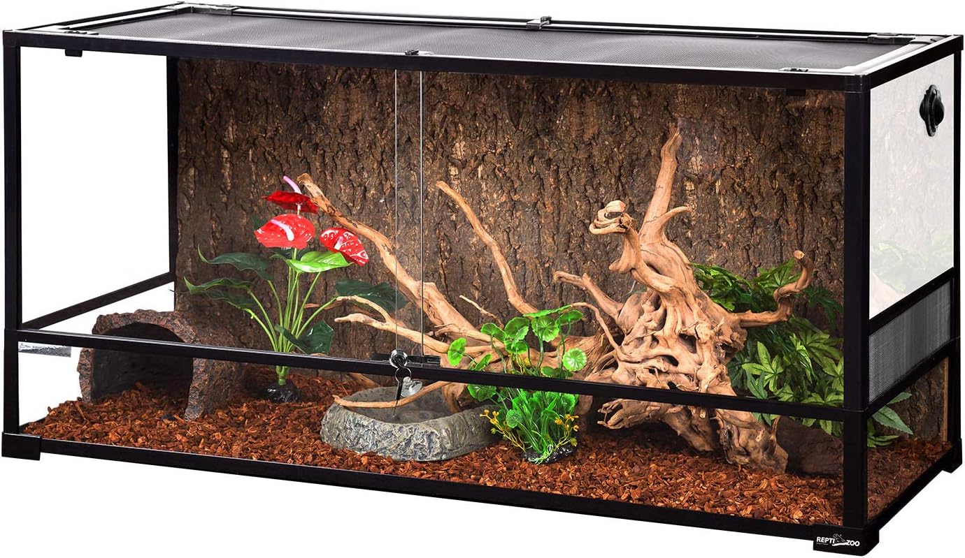 REPTI ZOO 85 Gallon Large Reptile Tank, Wide & Tall Tempered Glass Large Reptile Terrarium 47.2" x 17.7"x 23.6" for Tortoise Snake