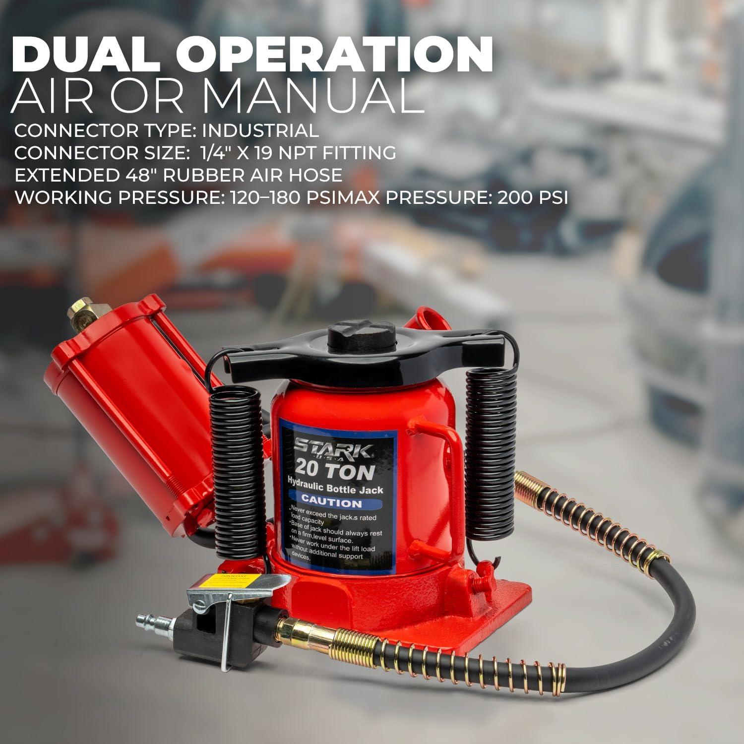 Stark USA 12-Ton (24,000 LBS) Capacity Air/Hydraulic Bottle Jack Low Profile Bottle Jack Lift Auto Repair Automobile Truck SUV Car Lift with Handle