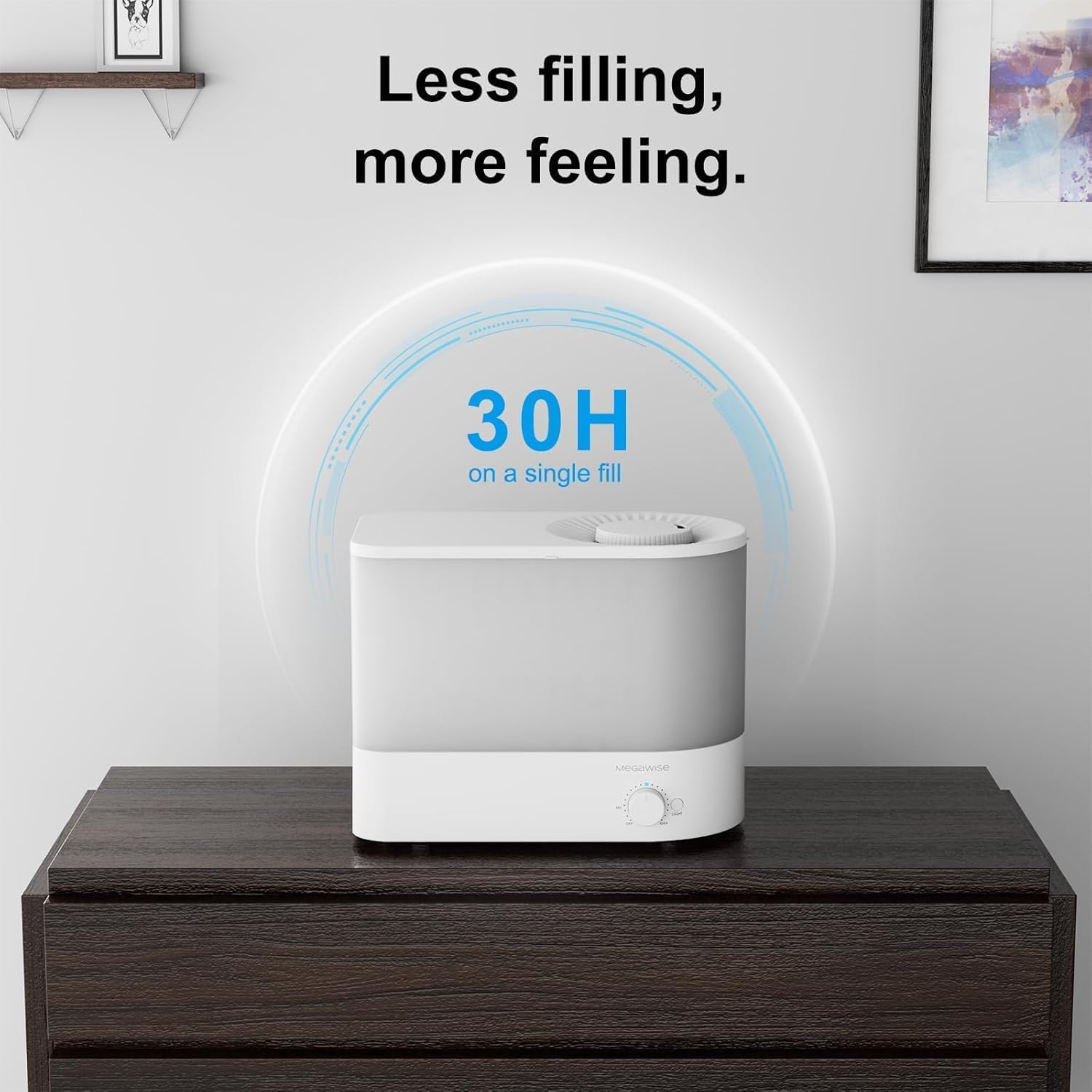 MEGAWISE 1.5L Cool Mist Humidifier for Bedroom, 25dB Quiet
