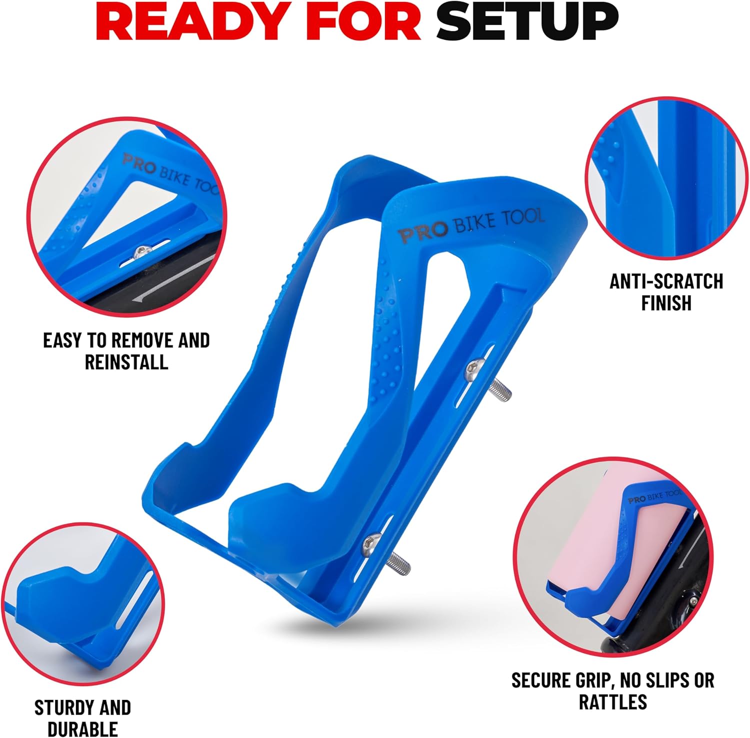 PRO BIKE TOOL Water Bottle Holder for Bikes – Bicycle Bottle Cage & Bike Cup Holder with Secure Grip, Lightweight Cycling Water Bottle Holder for Road Bike & Mountain Bike