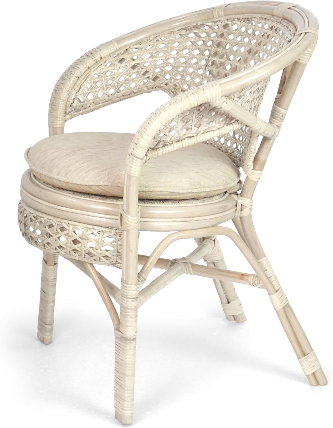 Pelangi Handmade Rattan Dining Wicker Chair Colonial Color w/Cream Cushion