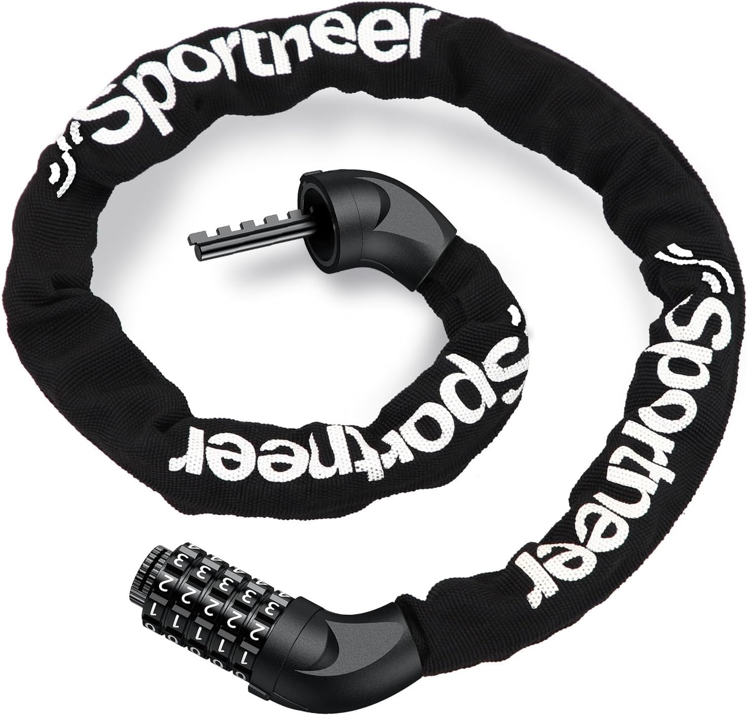 Sportneer Bike Lock: 5 Digit Combination High Security Anti Theft Bike Chain Lock - 3.2/3.6/4ft Heavy Duty Keyless Bicycle Lock for Bike, Motorcycle, Scooter, Door & Gate - 4/6mm Thick, Easy to Use