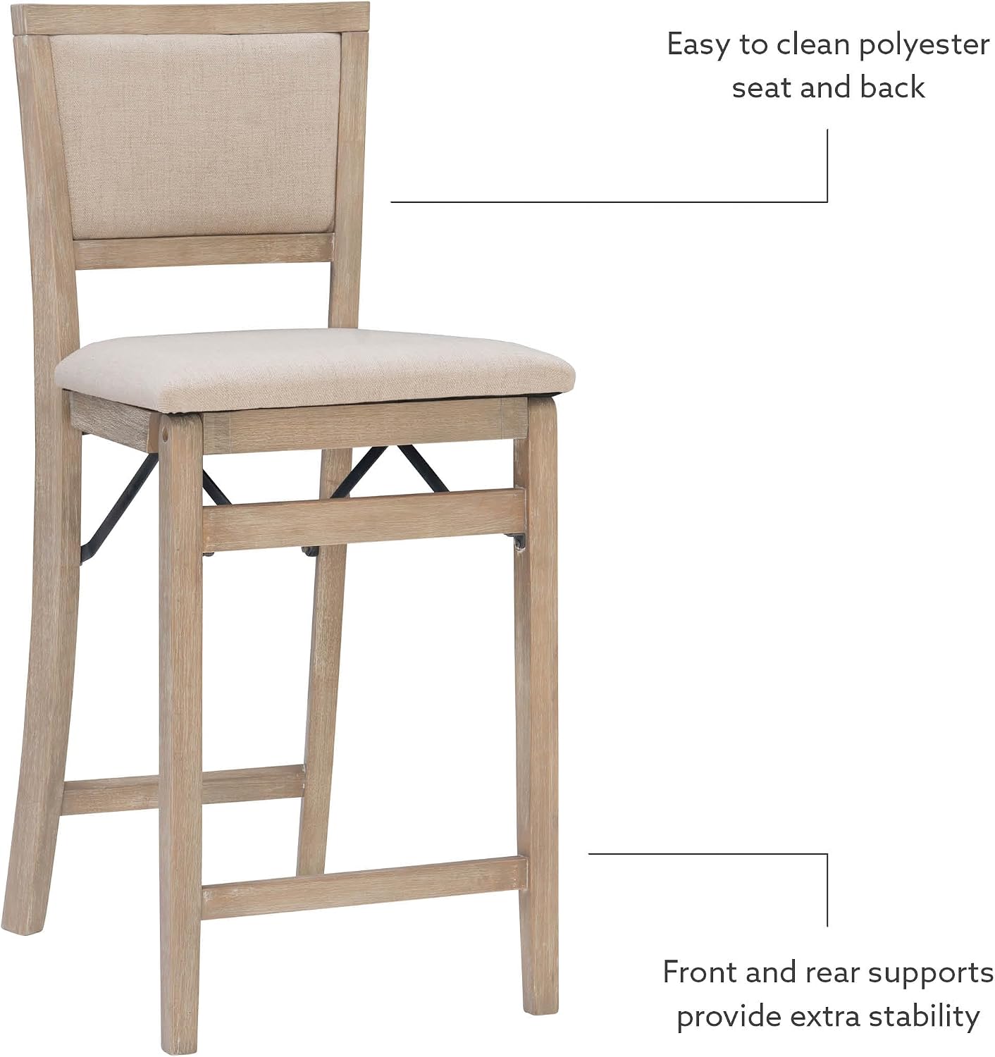 Linon Keira Pad Back Folding Bar Stool