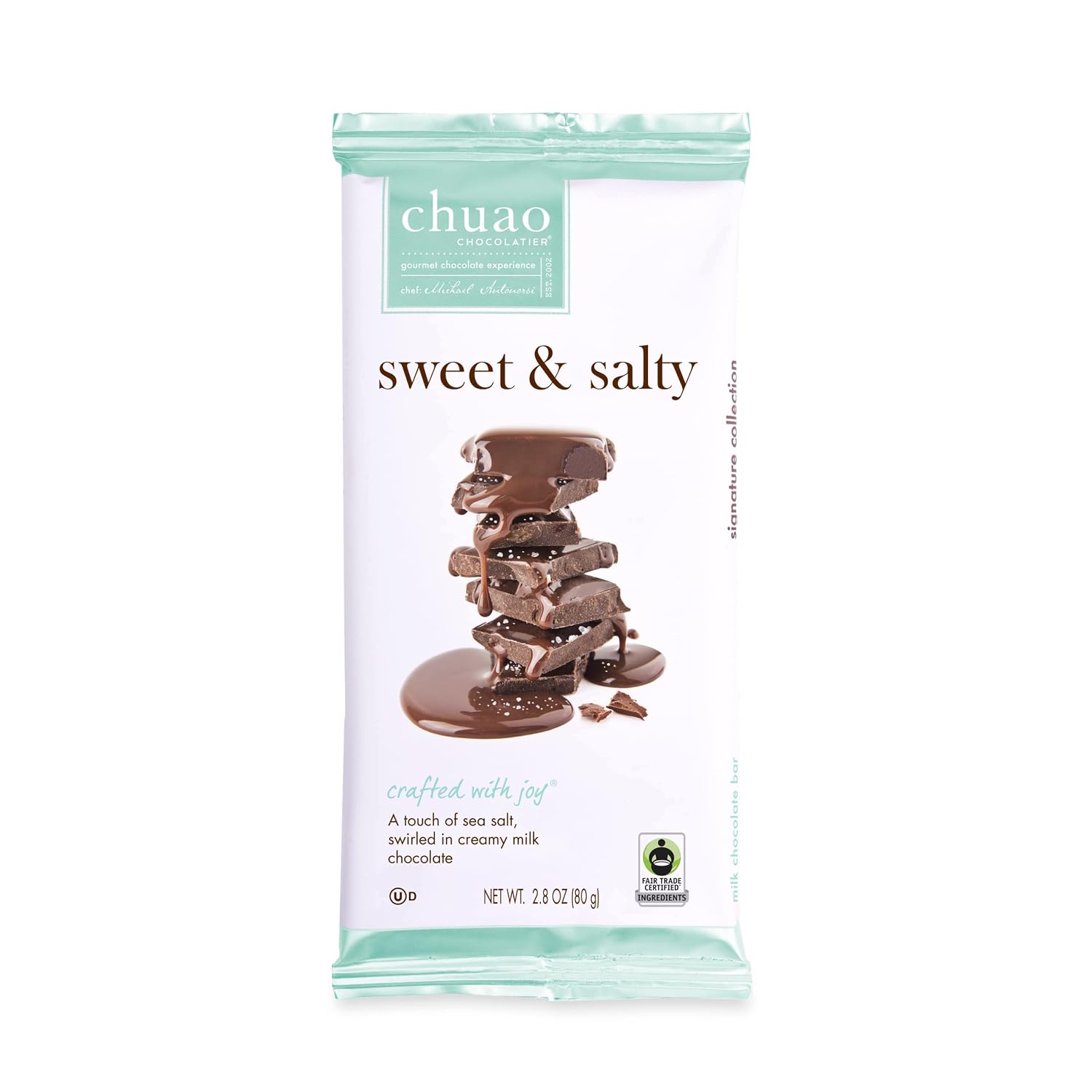 Chuao Chocolatier Salted Chocolate Crunch Dark Chocolate Mini Gourmet Chocolate Bar, 24-Ct. (0.39 oz. each)
