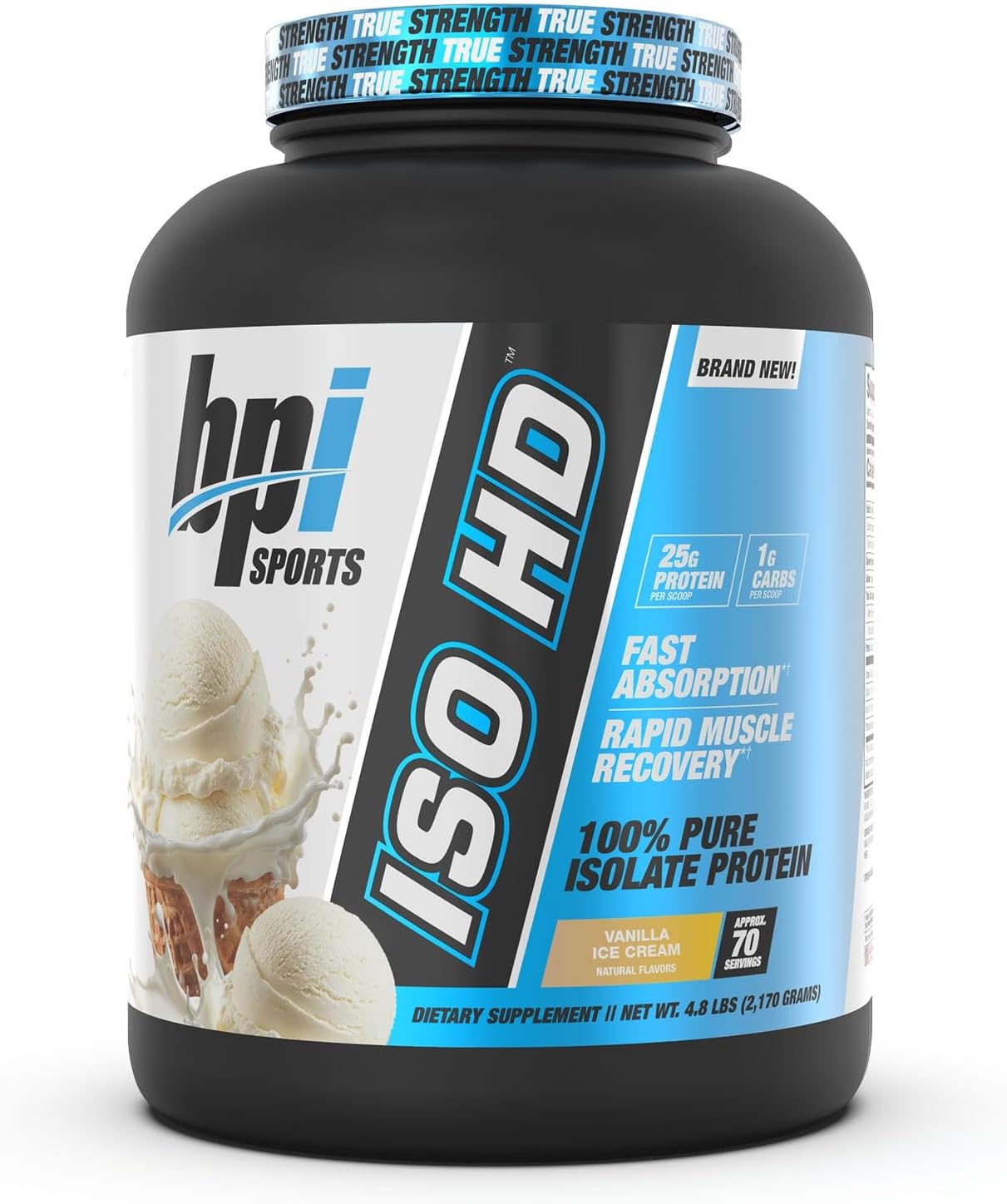 BPI Sports ISO HD Isolate Protein Powder – 100% Whey Isolate, Protein Powder for Muscle Gain - Chocolate Brownie, 5.4 Pounds - 69 Servings