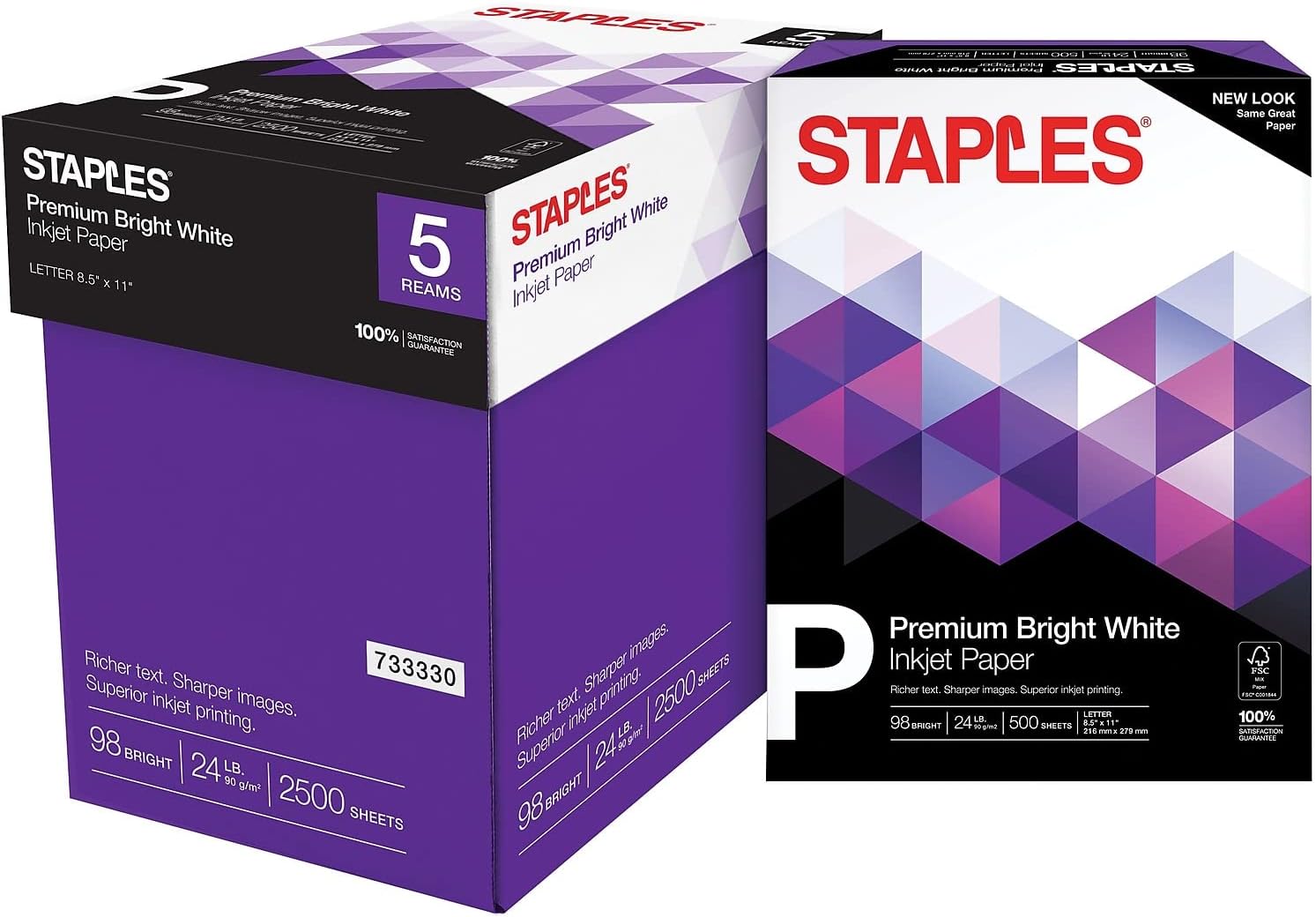 Staples Laser Paper 8.5 x 11 Inch 28 lb 98 Bright High‑Quality Prints, 500 Sheets | Heavyweight paper for crisp, professional prints in laser printers and copiers.