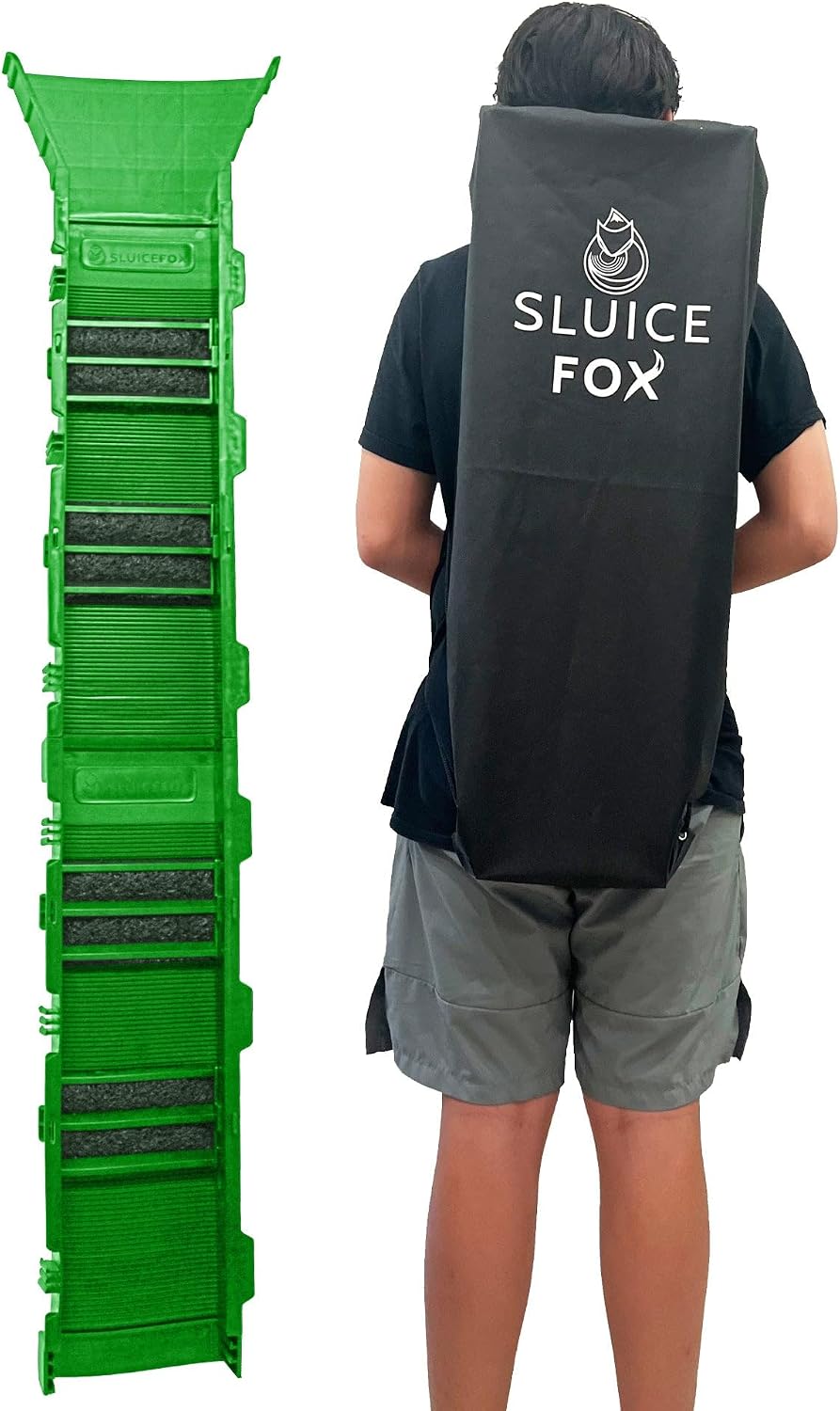 Portable Expandable Sluice Box for Gold Mining and Prospecting; Includes Miner's Moss, Hungarian Style riffles, and deep V riffles. Essential Tool for Gold panning Kits