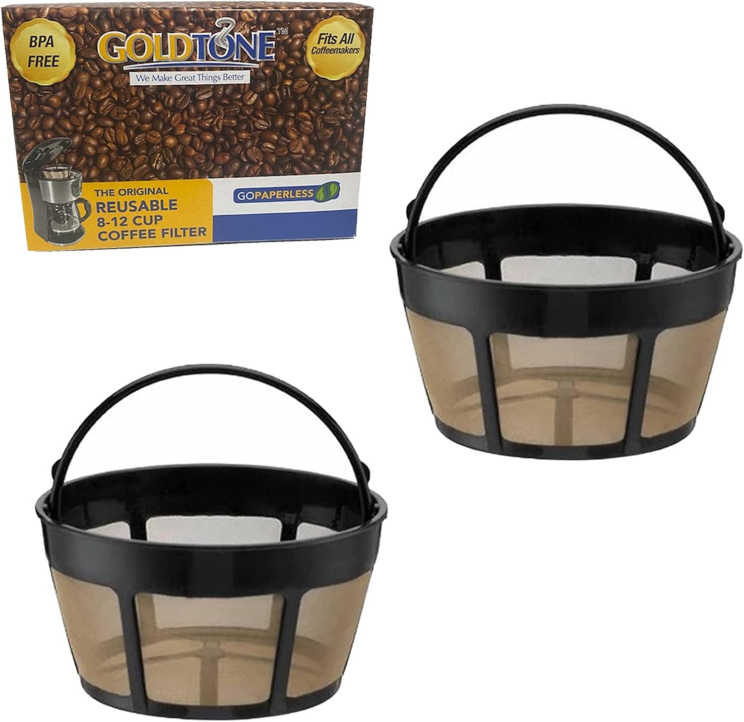 GOLDTONE Brand Reusable 8-12 Cup Basket Coffee Filter fits Cuisinart Coffee Makers and Brewers. Replaces your GTF-B Cuisinart Reusable Basket Coffee Filter - BPA Free (1)