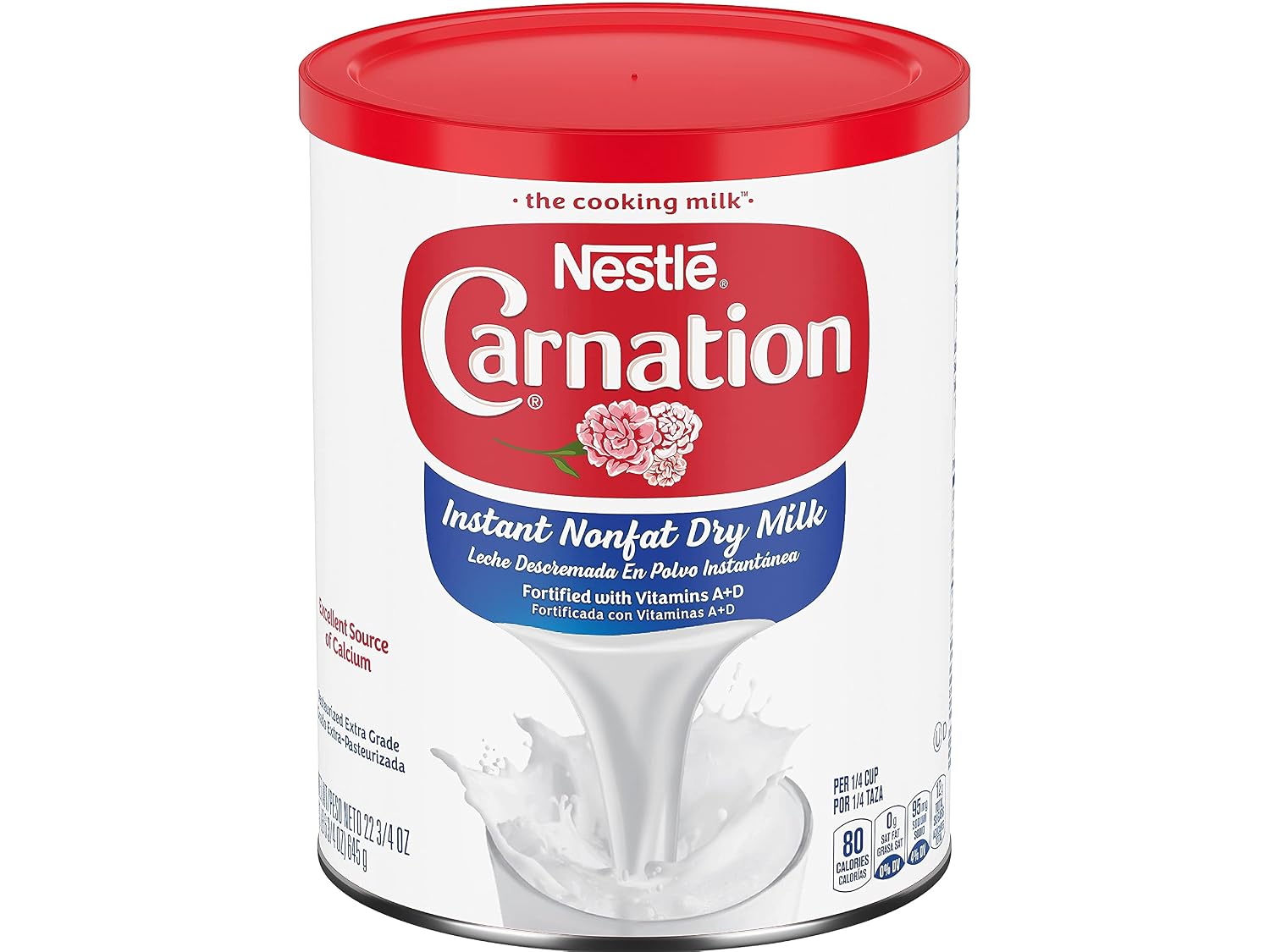 Carnation® Instant Nonfat Dry Milk, Unsweetened, 22.75 oz Canister, (Pack of 4)