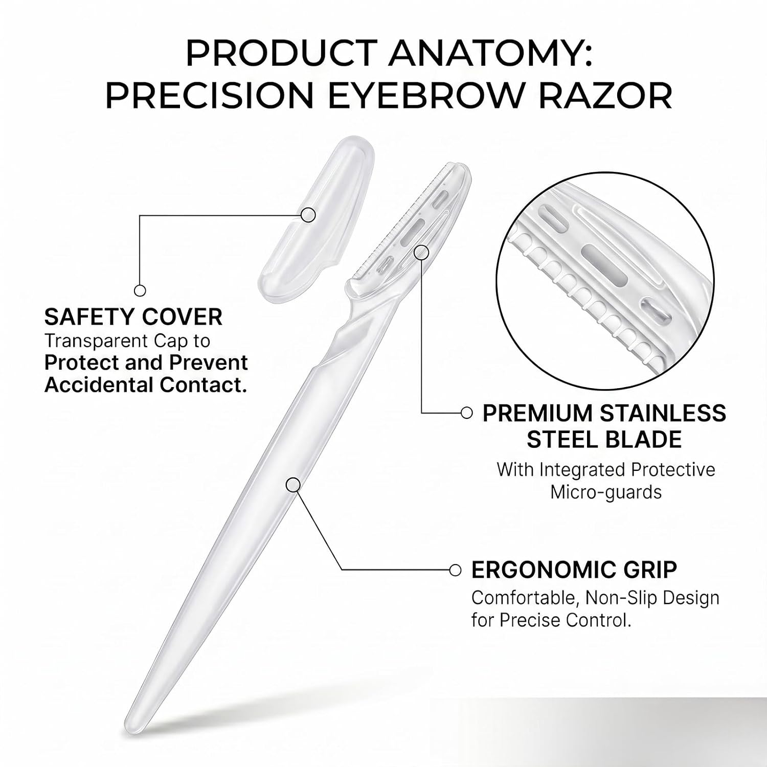 40pcs Dermaplane Razor for Women Face, Stainless Steel Eyebrow Razor