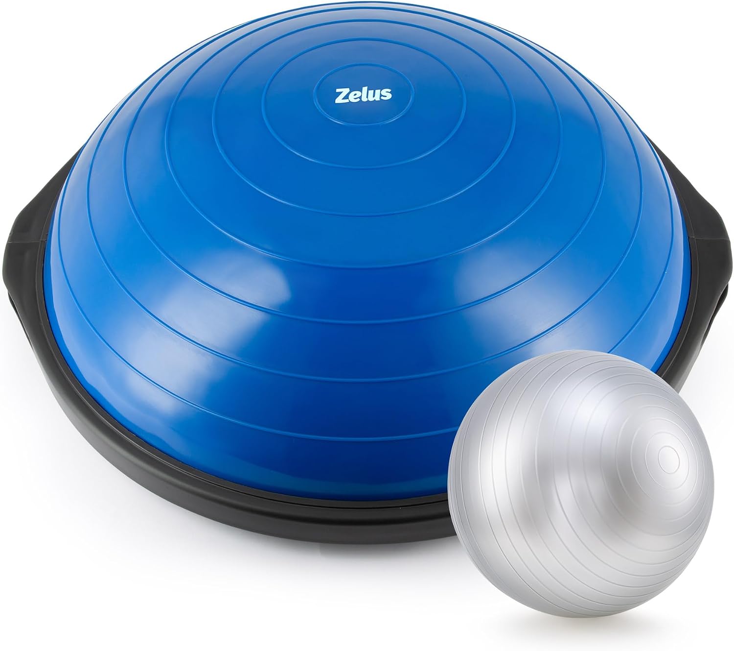 ZELUS 25in. Balance Ball | 660lb Inflatable Half Exercise Ball Wobble Board Balance Trainer w Nonslip Base | Half Yoga Ball Strength Training