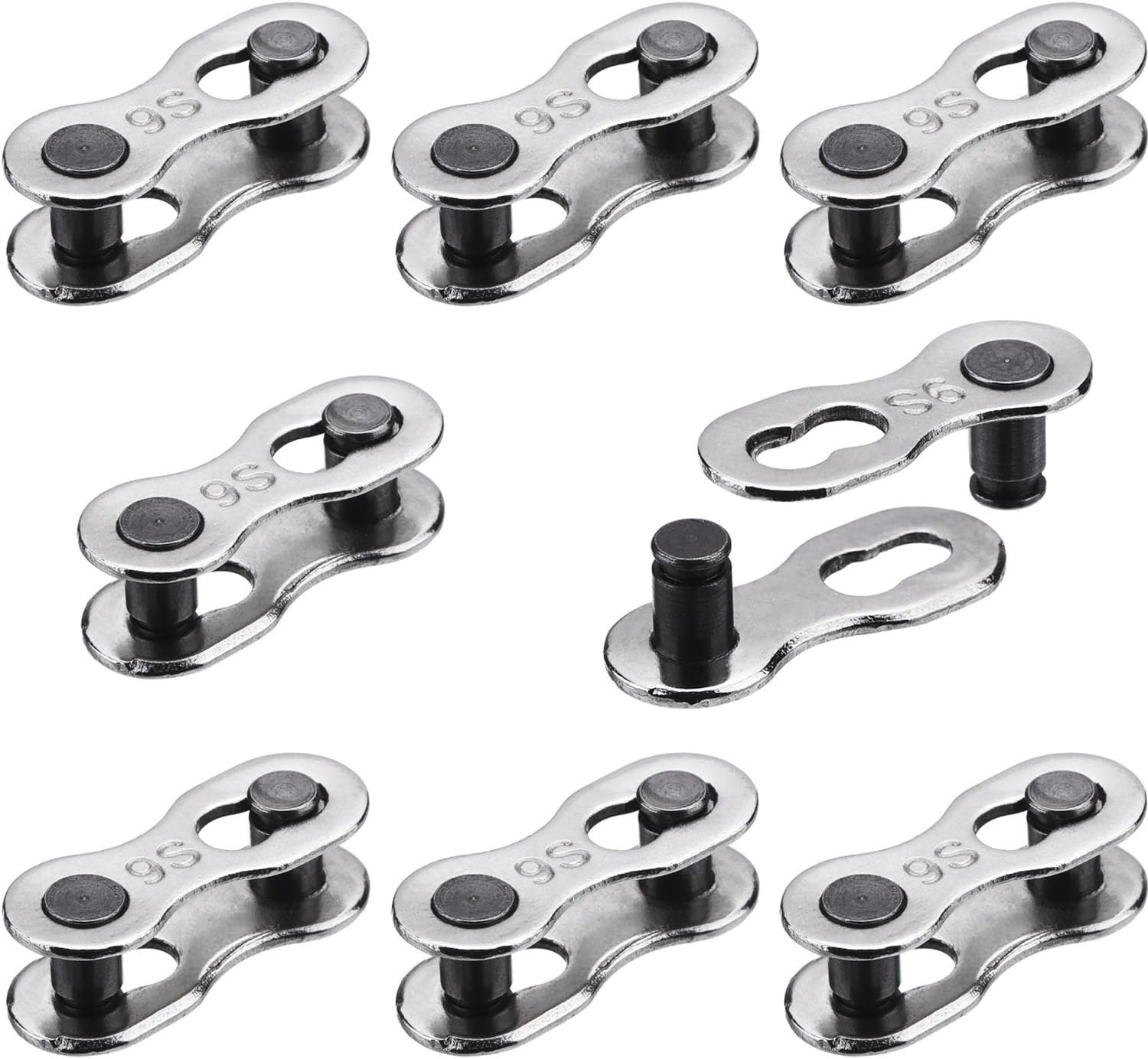 8 Pairs Bicycle Missing Link for 6, 7, 8, 9, 10 Speed Chain Master Link for Bicycle Chain Reusable Bike Parts, Silver