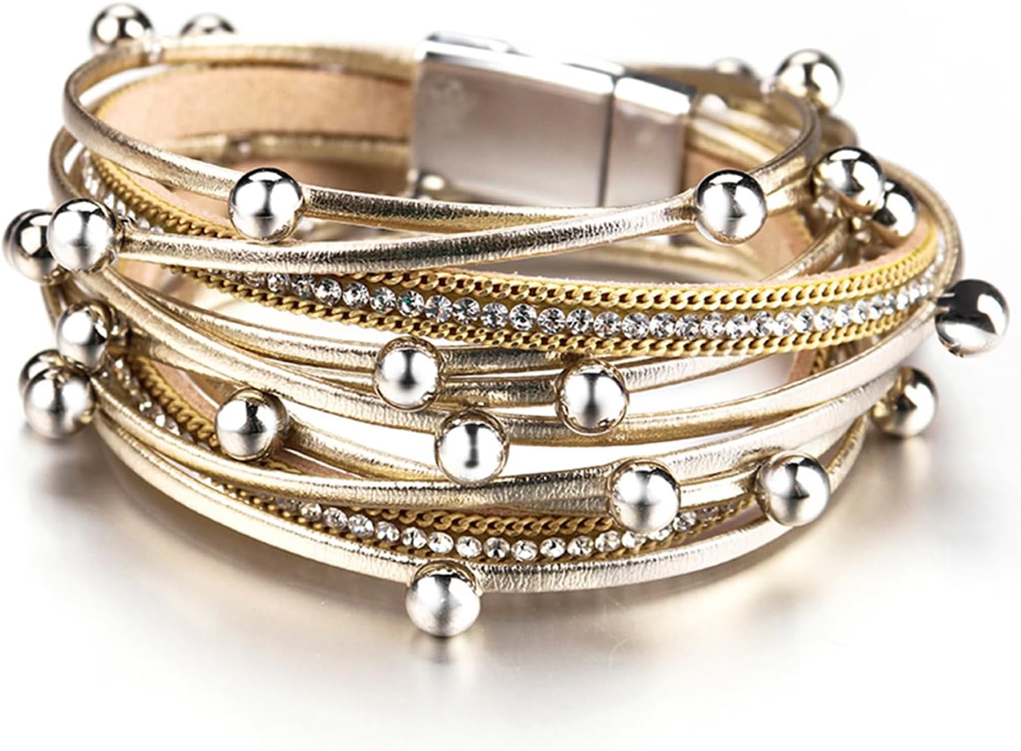 Fesciory Leather Wrap Bracelets for Women, Boho Western Layered Jewelry