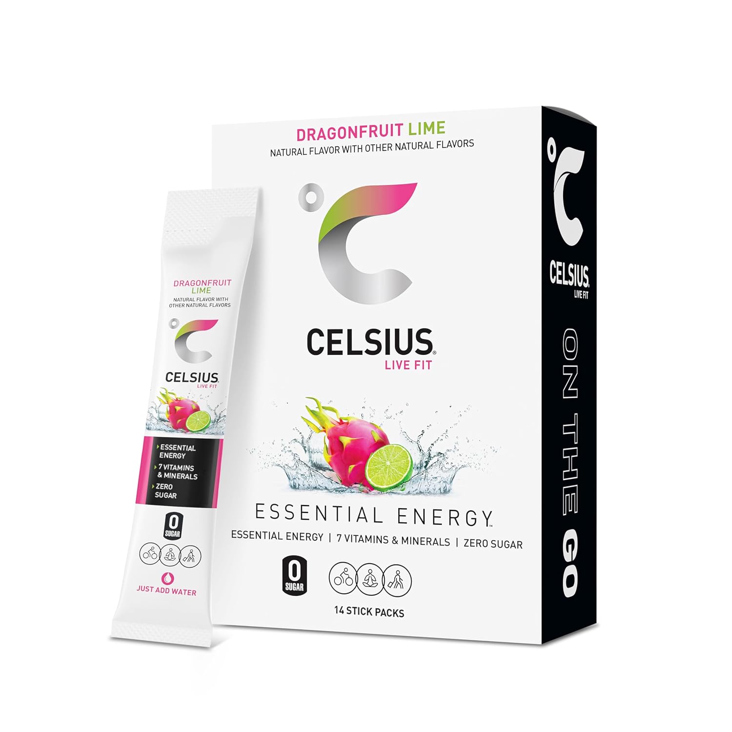 CELSIUS On-The-Go Powder Stick Packs, Zero Sugar (14 Sticks per Pack)