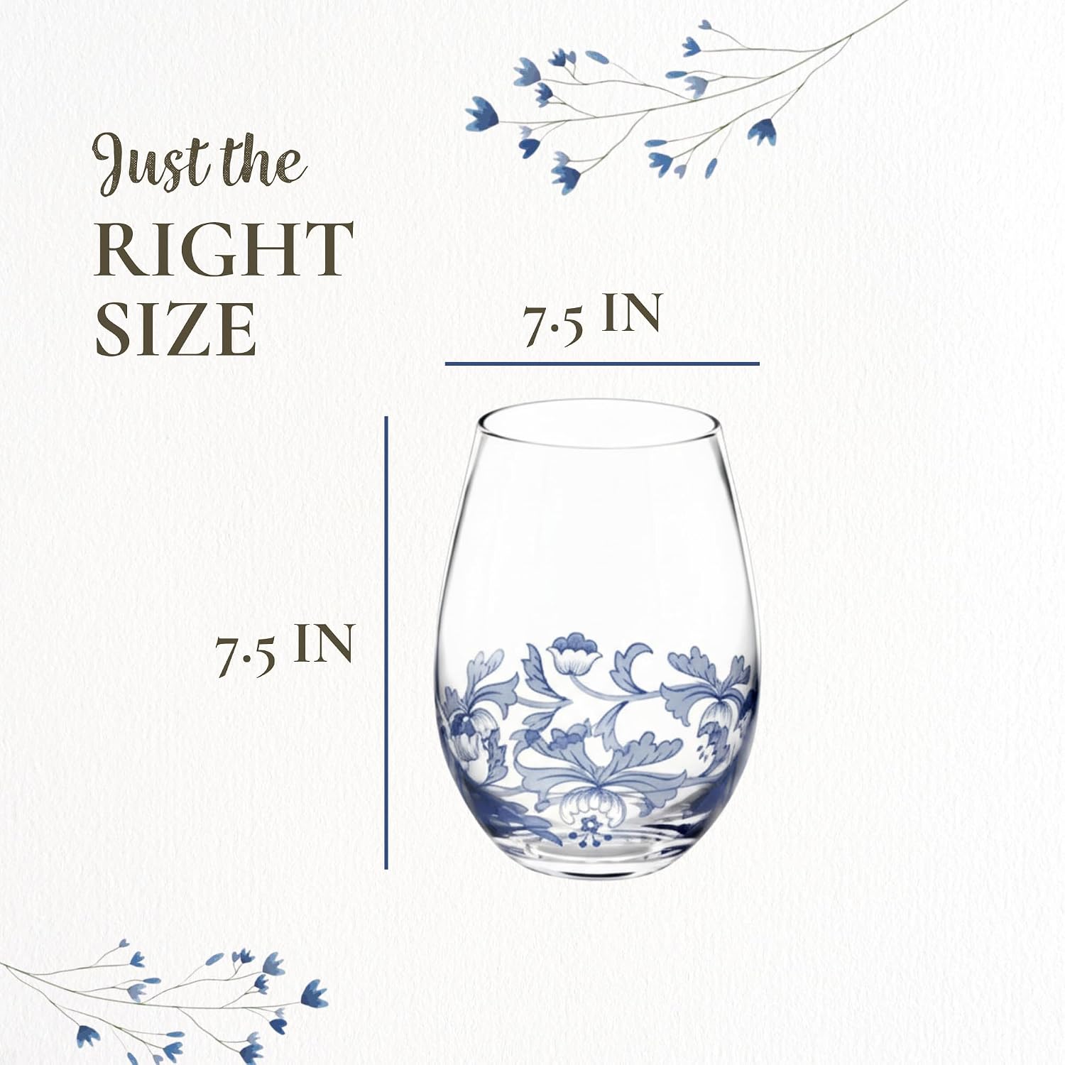 Spode Blue Italian Highball Glasses, 15 Oz - Blue & White, Set of 4 | Blue Italian Collection, Tall Tumbler for Serving Mojitos, Cocktails, Spritzers & Fruit-Infused Beverages, Glass Construction