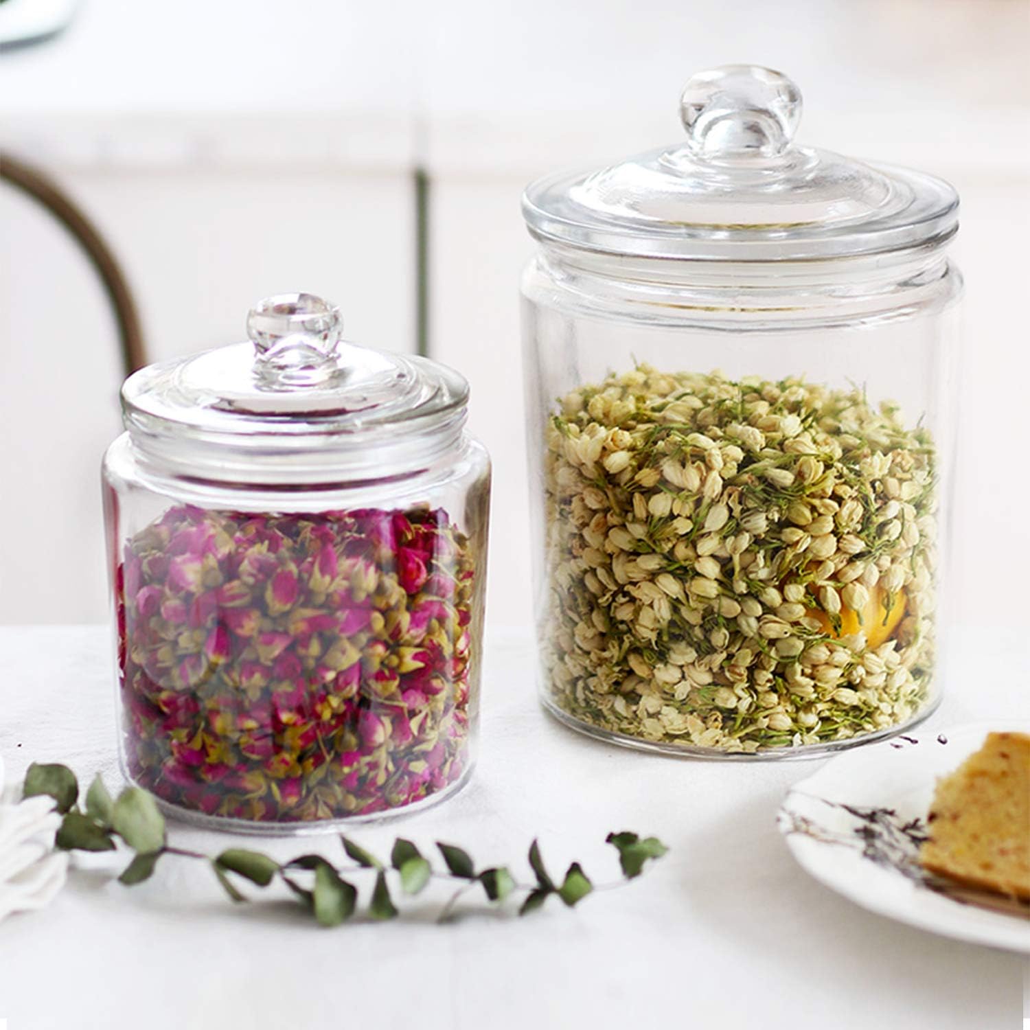 Maredash Glass Jars 64 oz,Candy Jar with Lid For Household 3 Pack