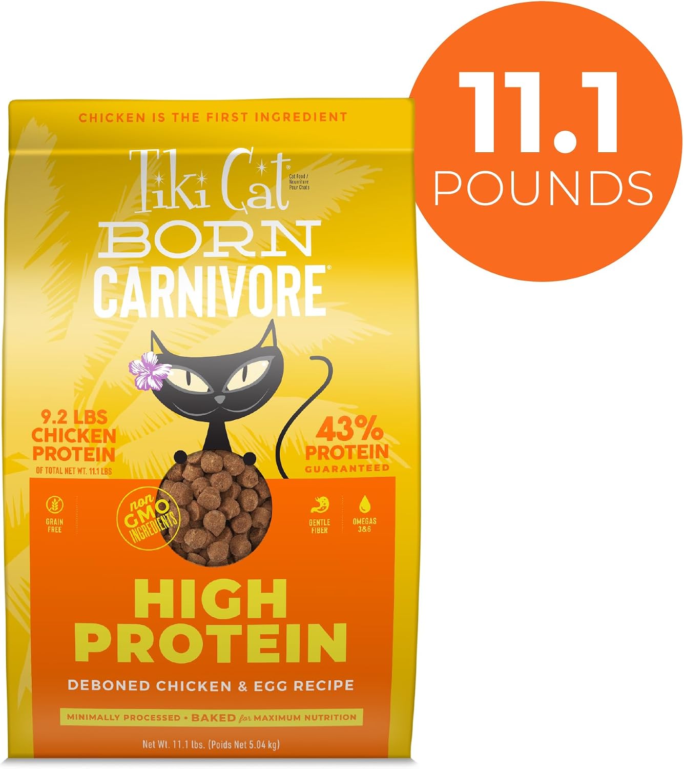 Tiki Cat Born Carnivore Dry Cat Food, Deboned Chicken & Egg, 2.8 lbs. Bag