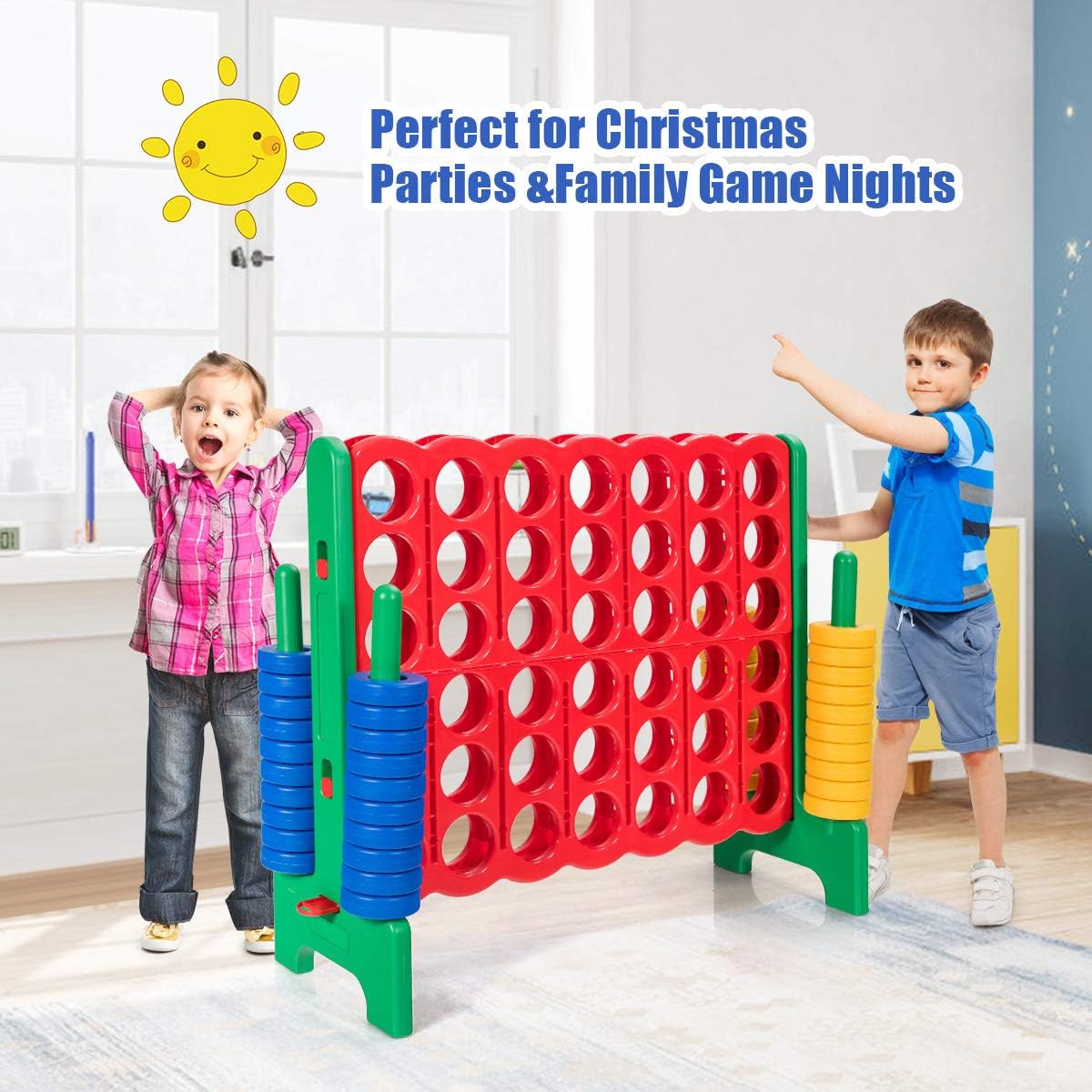 Costzon Giant 4-in-A-Row, Jumbo 4-to-Score Giant Game Set for Kids & Adults, Indoor Outdoor Yard Connect Game