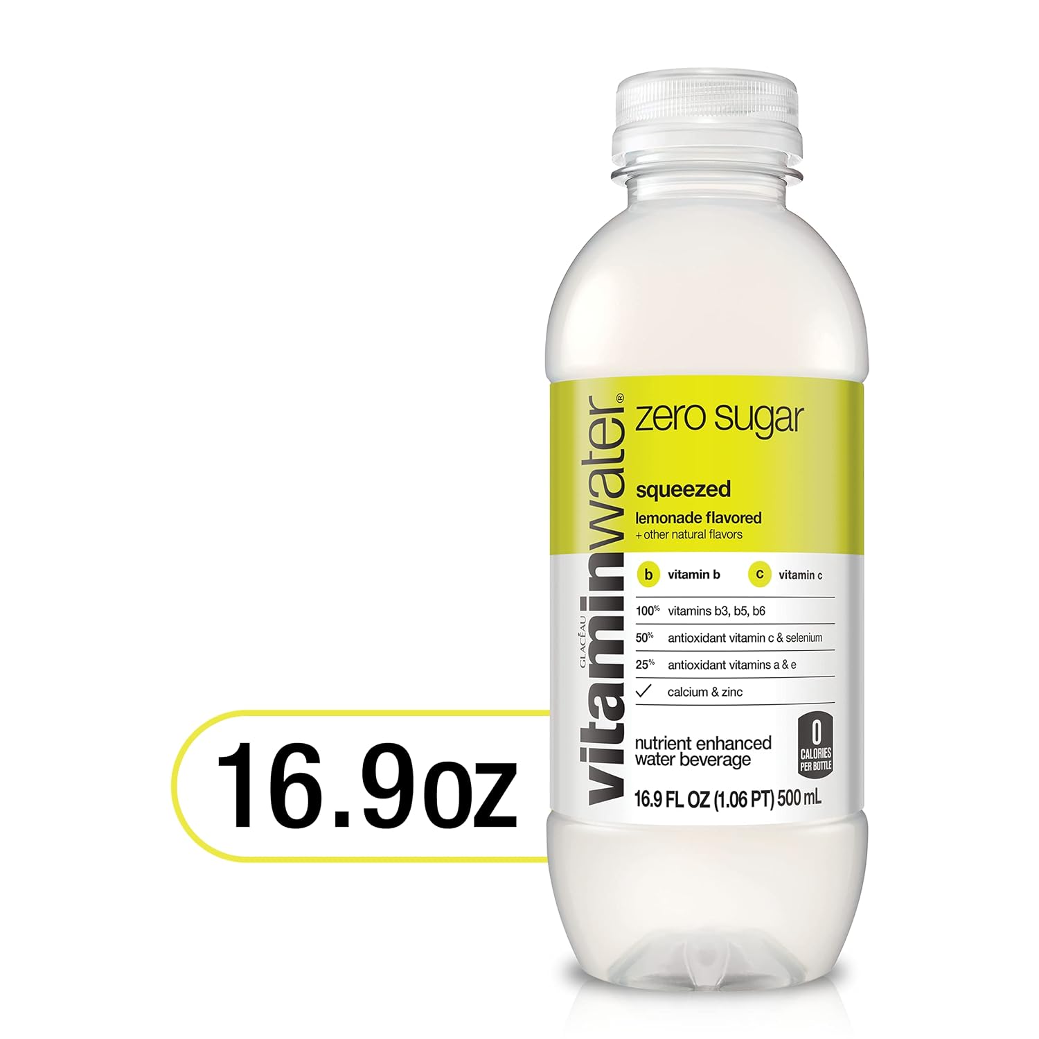 vitaminwater zero sugar squeezed Bottles, 16.9 fl oz, 6 Pack