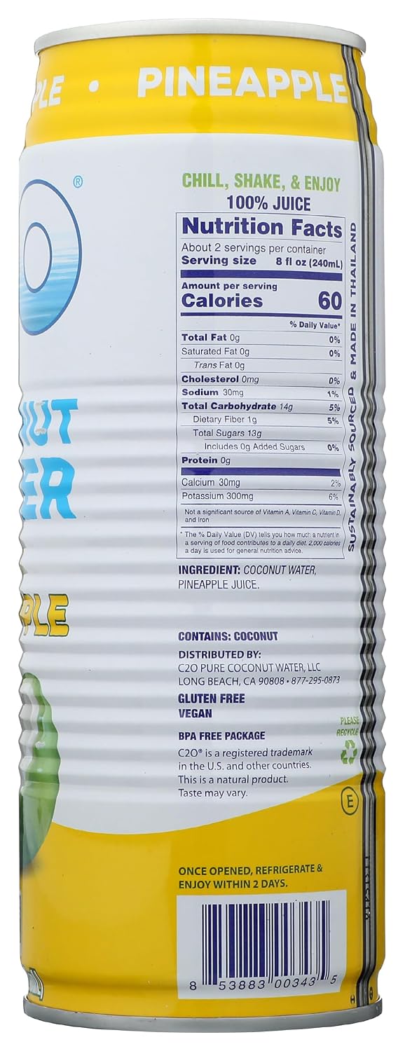 C2O Pure Coconut Water with Pulp, 17.5 Fluid Ounce