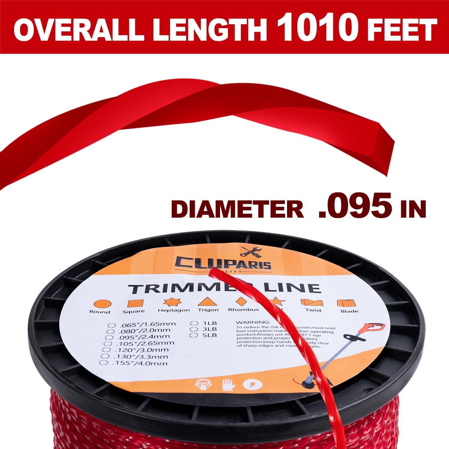 Cluparis 3-Pound String Trimmer Line .095-inch