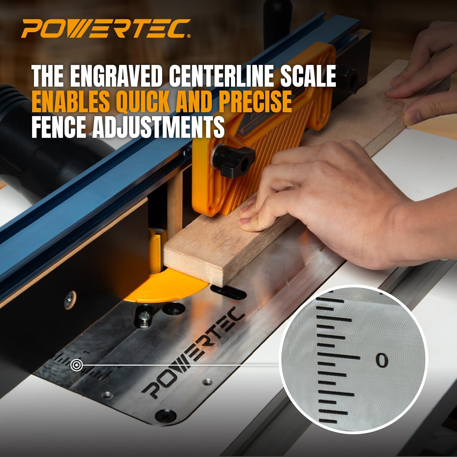 POWERTEC Benchtop Router Table w/Metal Stand and Adjustable Fence Set – 24" x 16" Laminated MDF Top, Aluminum Insert Plate, 2-1/2" Dust Port