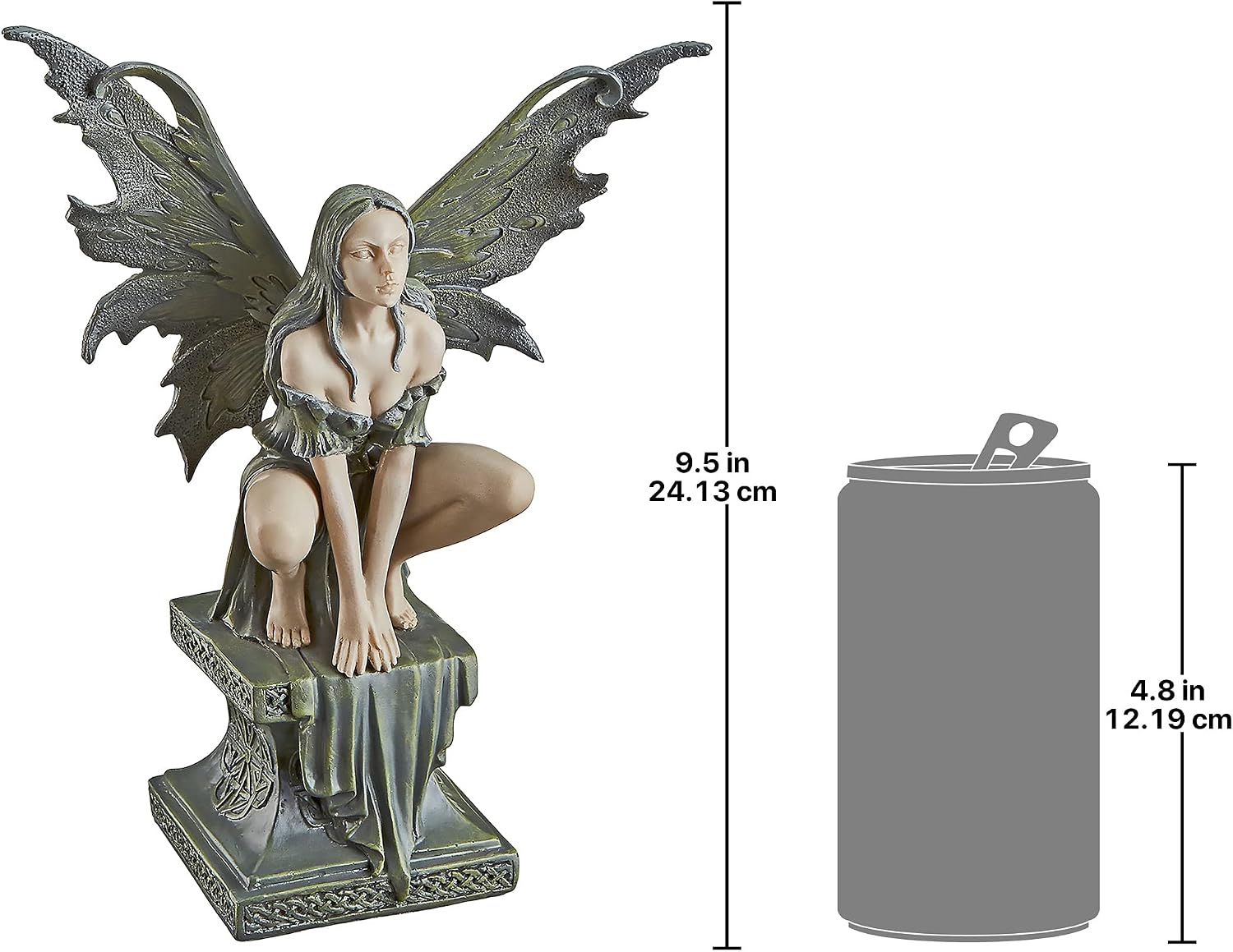 Design Toscano Celtic Fairy's Perilous Perch Outdoor Garden Statue, Large, 19 Inch, Polyresin, Two Tone Stone