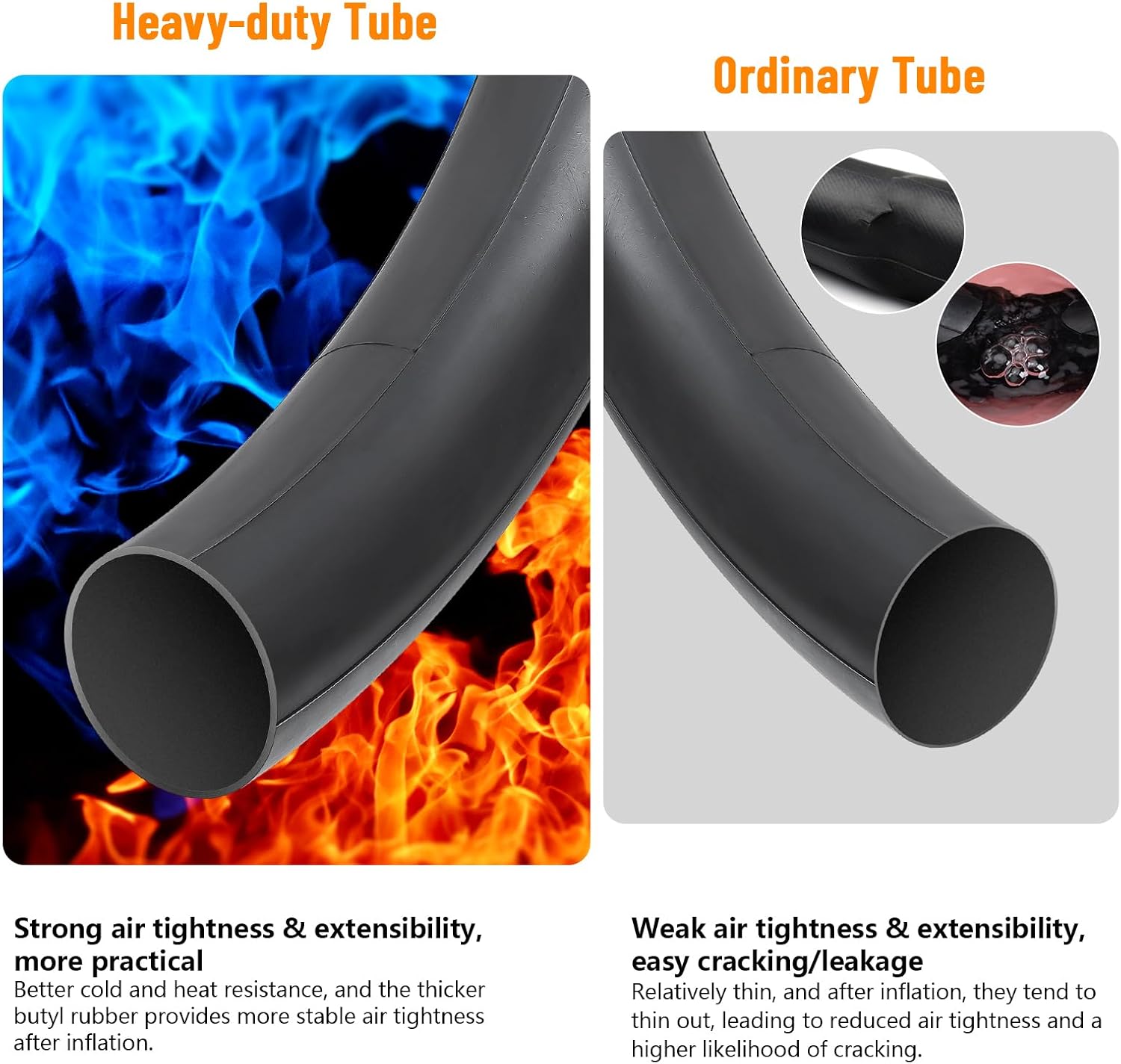 YUNSCM 2-PCS 18'' Bike Tubes 18x1.50/1.95-1.75/2.25 Heavy Duty 18" Bicyle Tubes Schrader Valve for 18x1.50/1.75/1.95/2.125/2.20/2.25 Bike Bicycle