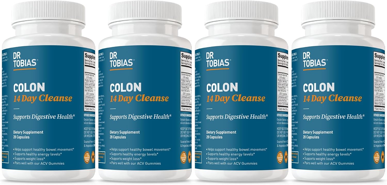 Dr. Tobias Colon 14 Day Cleanse | Supports Digestion & Gut Health | Colon Cleanse Detox | Constipation Relief & Gut Health Support for Women & Men | Psyllium + Senna + Probiotics | 28 Capsules
