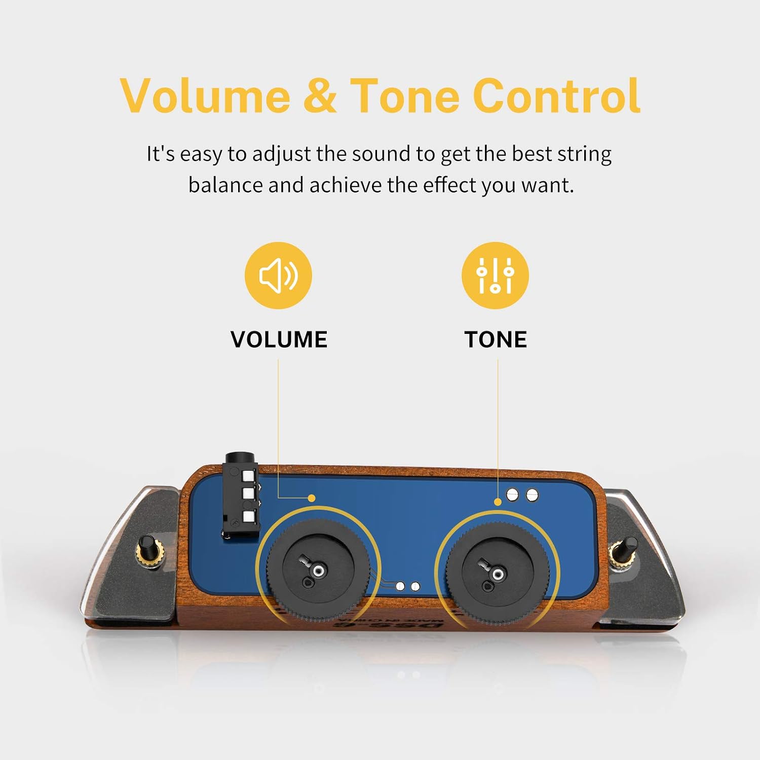Donner Acoustic Guitar Pickup, Guitar Pickups Passive Mahogany Soundhole Pickup with Humbucker Volume Tone Control