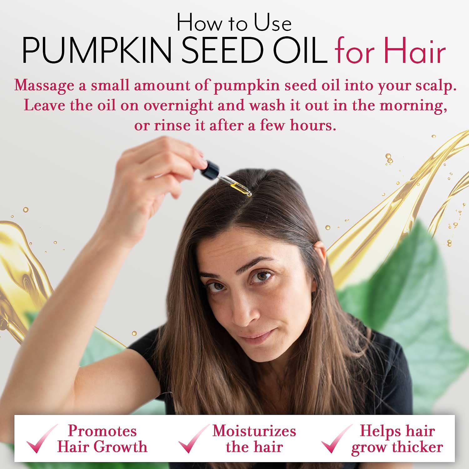 Leven Rose Pumpkin Seed Oil for Hair Growth 2 oz, 100% Pure Pumpkin Seeds Oil for Skin and Nails - Natural Pumpkin Seed Extract for Moisturizing Scalp, Dry and Rough Skin