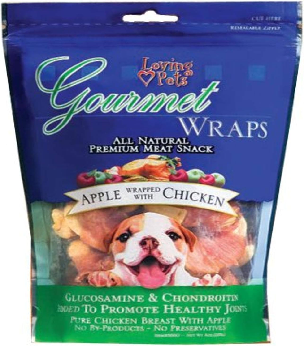 Loving Pets Gourmet All Natural Premium Sweet Potato and Chicken Wraps with Glucosamine and Chondroitin, Dog Treats, 8oz