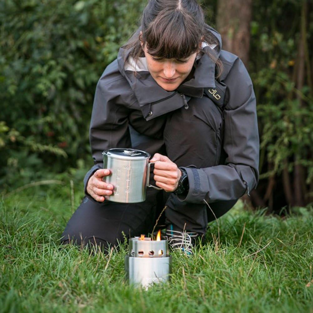 Solo Stove Lite & Pot 900 Set: Portable, Wood Burning Campstove + 900 ml Pot | Incl. Nylon Sack, For 1-2 People, 304 Stainless Steel