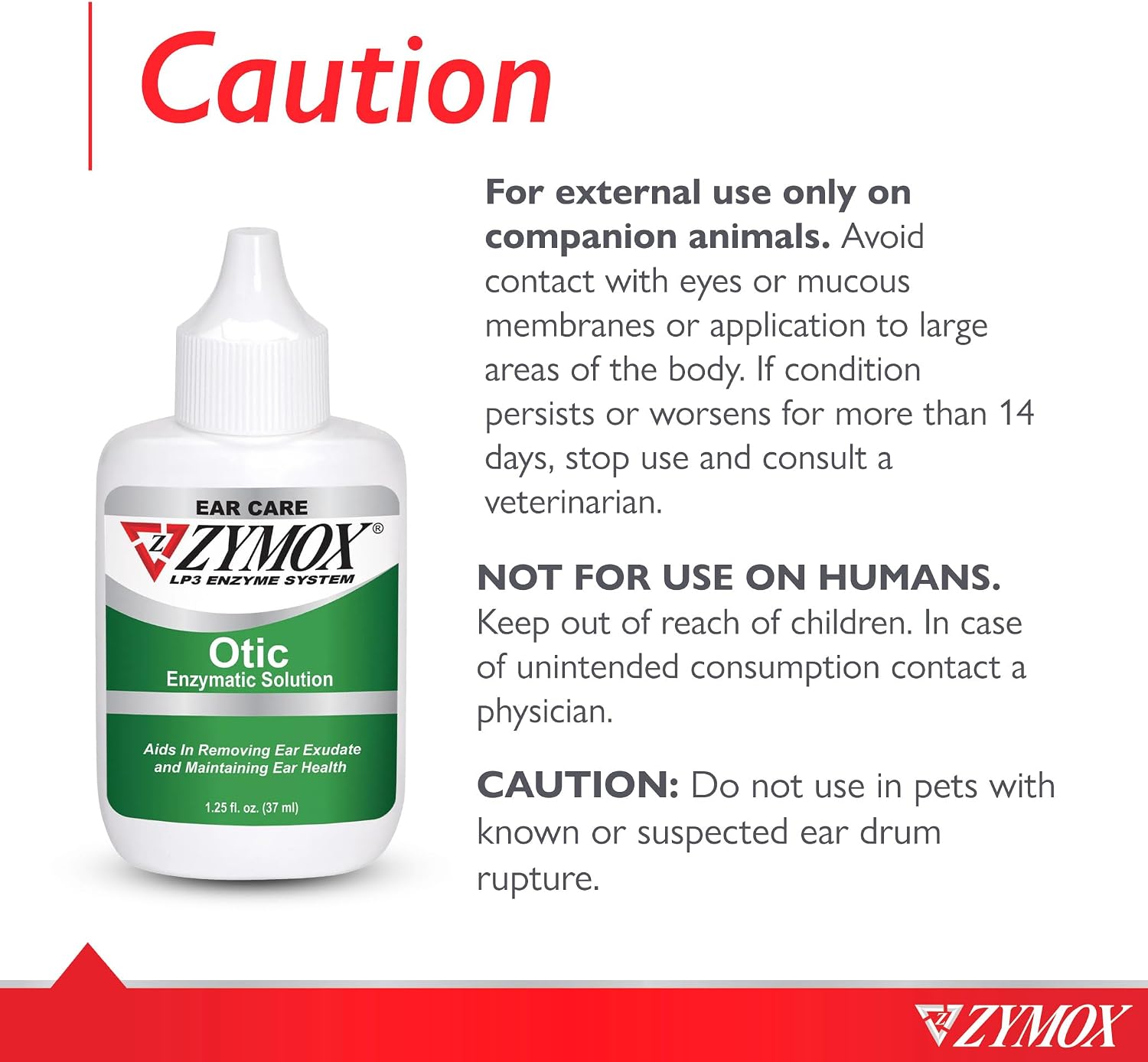 PKB Animal Health Zymox Otic Enzymatic Solution for Dogs and Cats to Soothe Ear Infections Without Hydrocortisone for Itch Relief, 1.25oz
