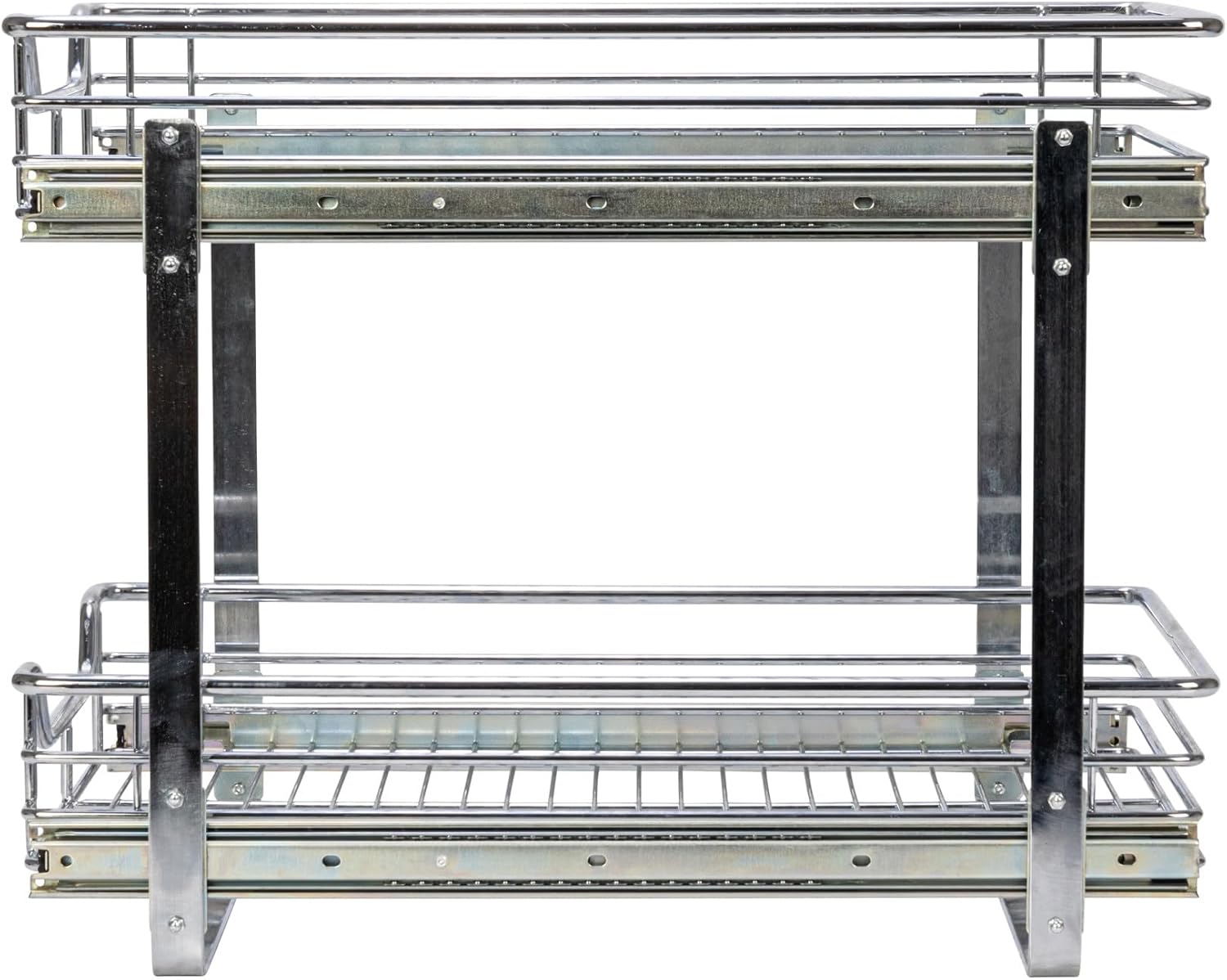 Household Essentials Glidez 2‑Tier Multipurpose Chrome‑Plated Steel Pull‑Out/Slide‑Out Under Cabinet Organizer, Chrome Finish