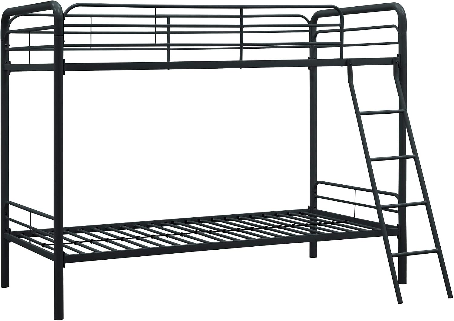 DHP Twin-Over-Futon Convertible Couch and Bed with Metal Frame, Ladder and Guardrails - Black