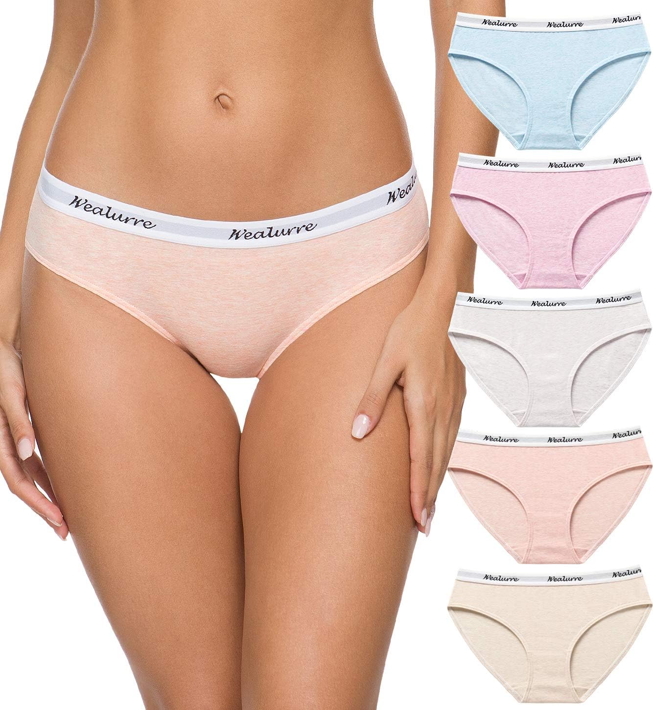Wealurre Womens Underwear Cotton Bikini Breathable Sport Low Rise Panty for Women Multipack