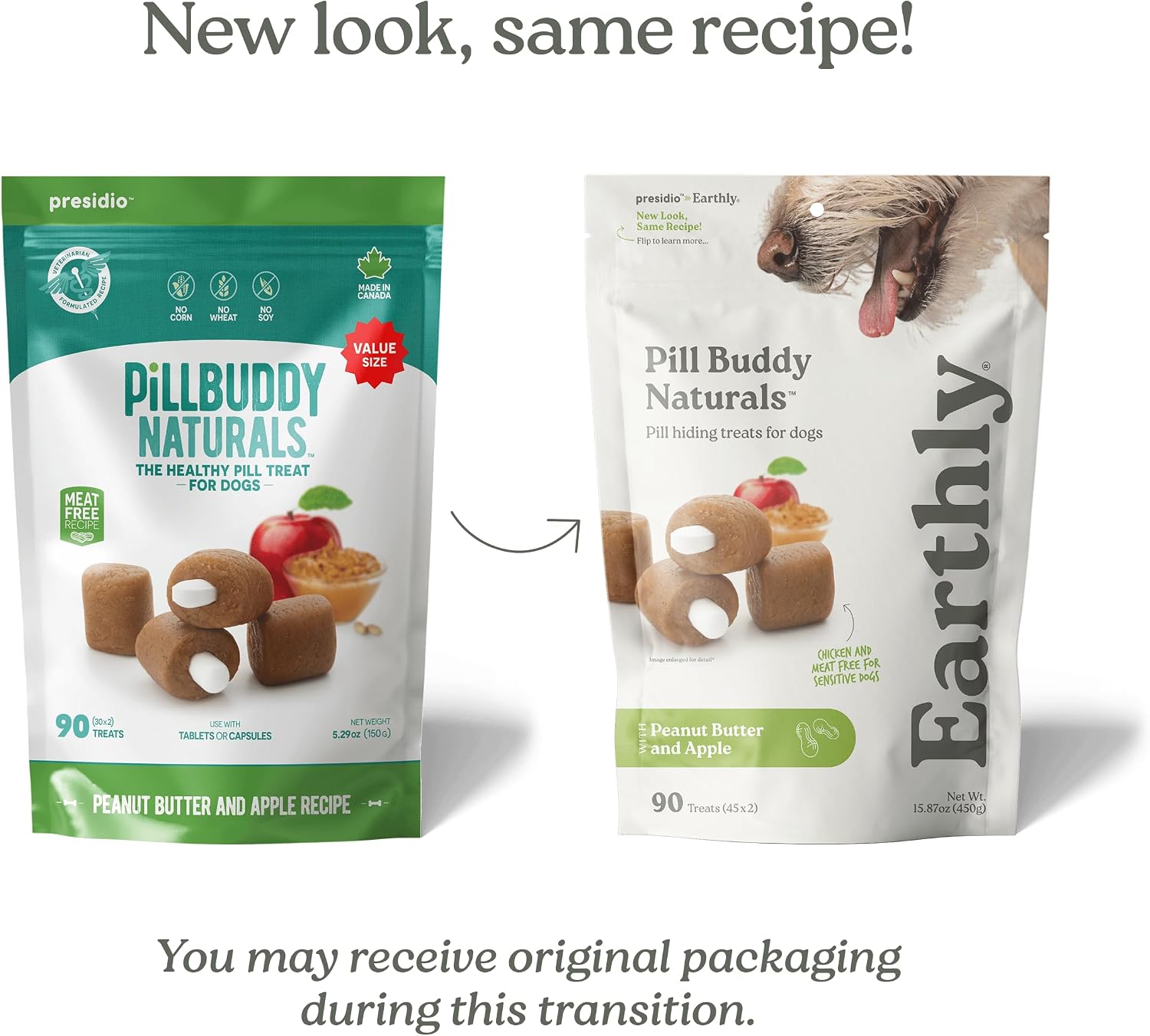Presidio Earthly Pill Buddy Naturals - PB & Banana Recipe Pill Hiding Treats for Dogs - Make A Perfect Pill Concealing Pocket Or Pouch for Any Size Medication - 30 Servings