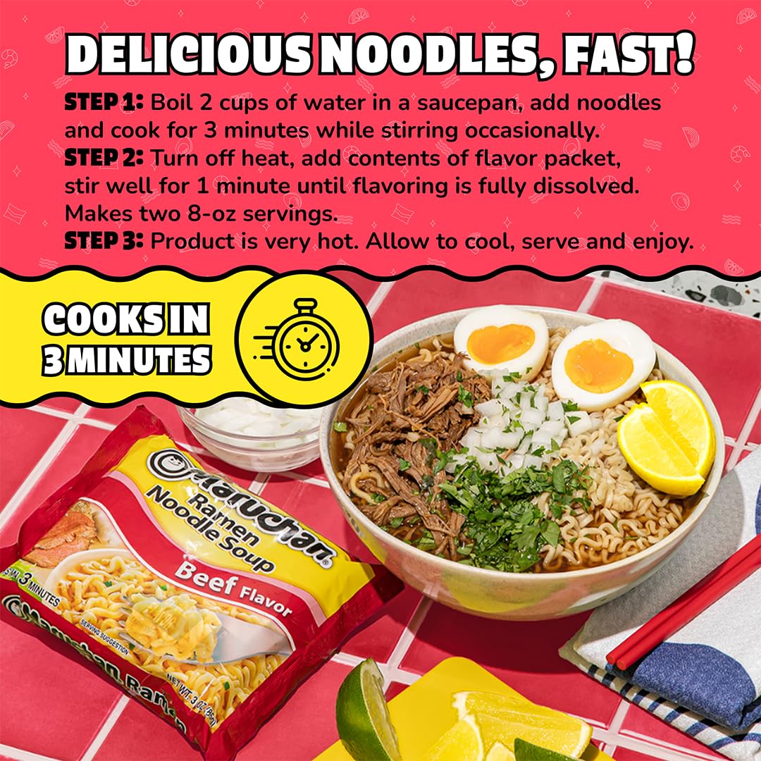 Maruchan Ramen Noodle Soup, Pork Flavor – Japanese-Style Instant Noodles, Quick & Easy Meal for Kids, Students & Busy Families – 3 Oz. (24 Pack)