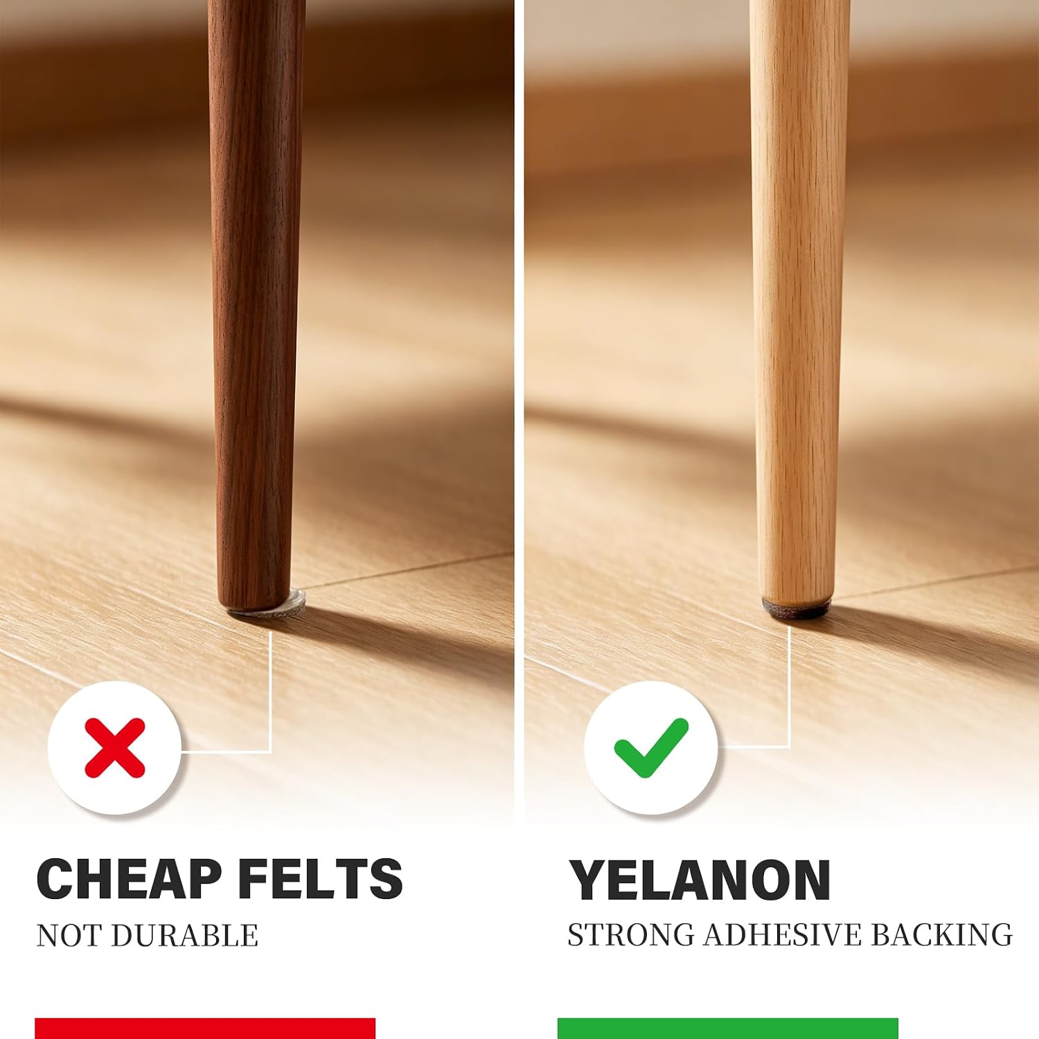 Yelanon Felt Furniture Pads 56 Pcs for Hardwood Floors Brown