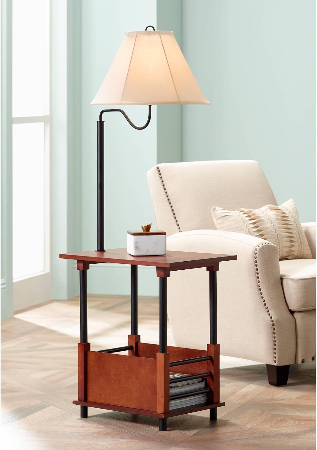 Marville 55" Mission End Table Floor Lamps Set of 2 Living Room