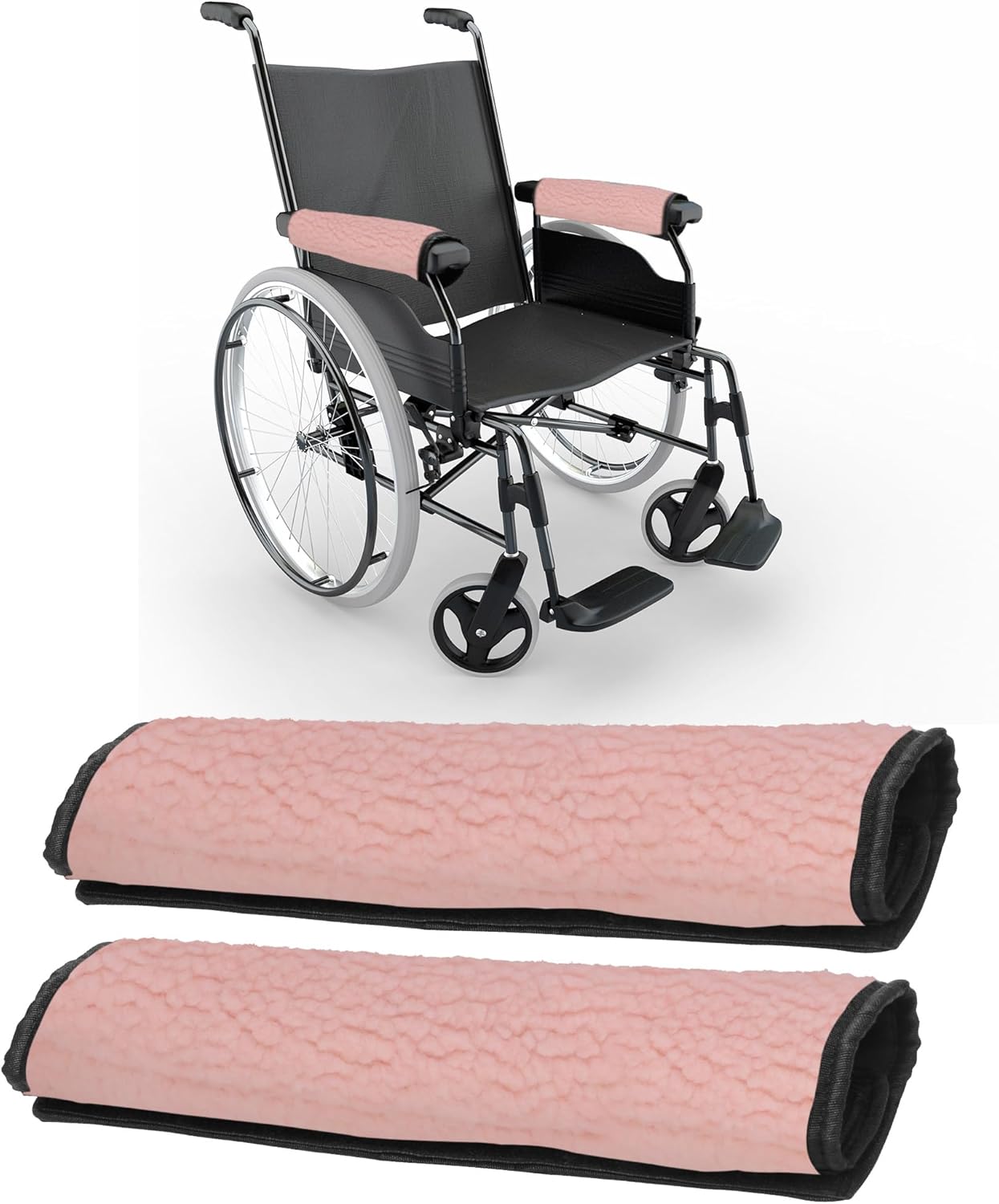 AHIER Wheelchair Armrest Pads, 2PCS Sheepskin Fleece Wheelchair Armrest Covers, Non Slip Arm Rest Cover Cushion pad for Wheelchairs
