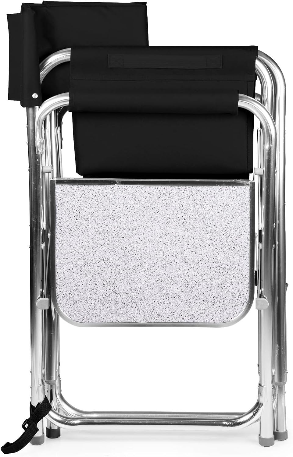 PICNIC TIME Sports Chair with Side Table and Armrest Caddy, Lightweight Aluminum Folding Outdoor Camping Chair for Adults, Portable Director Style Lawn Seating with Pockets & Carry Strap, (Navy Blue)