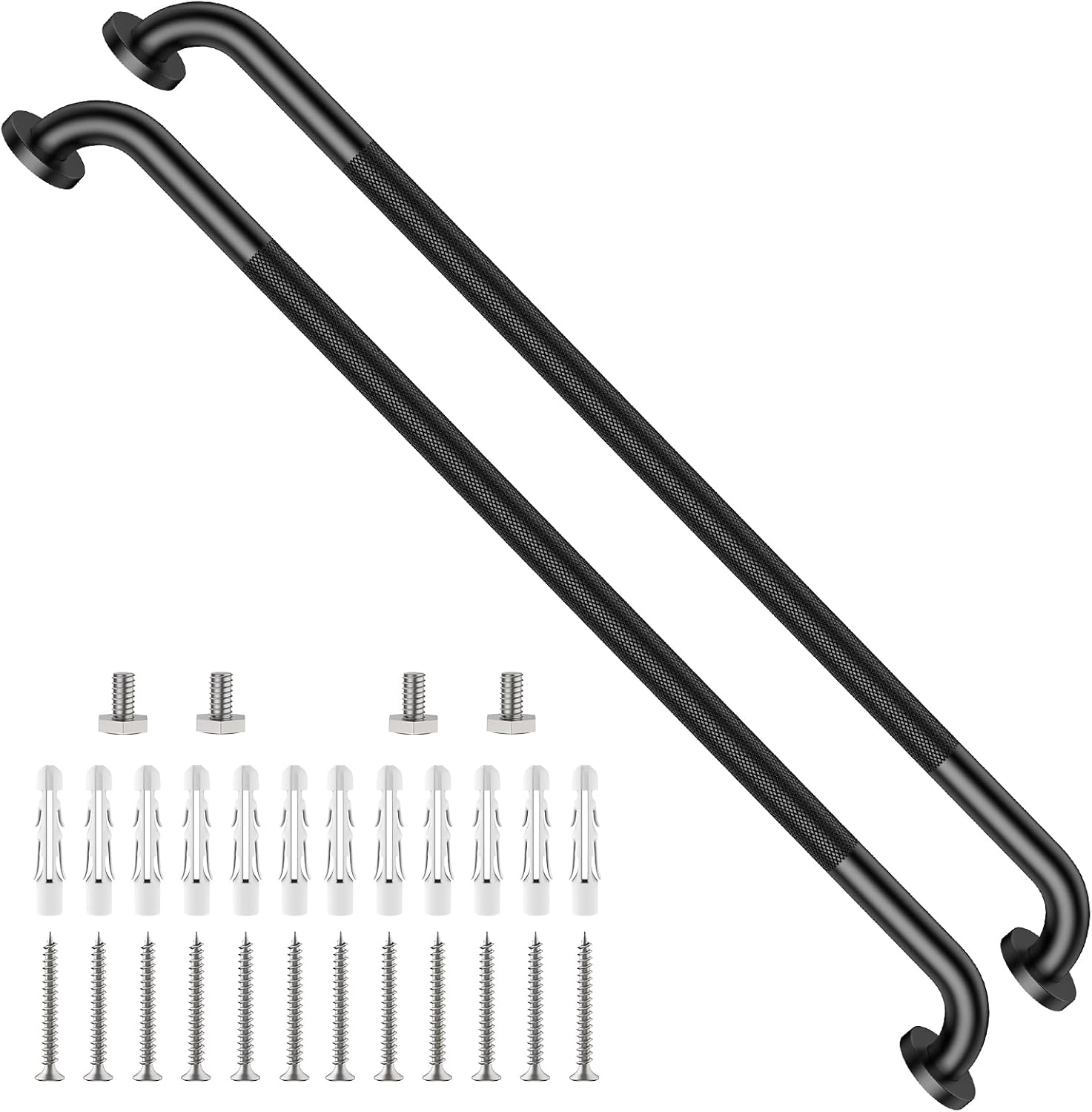 40 Inch Brushed Nickel Shower Grab Bar Anti-Slip Knurled Grip,Safety Handle | YuanDe 1.25" Diameter Stainless Steel Bathroom Grab Bars, Handicap Injury Elderly Senior Assist Support Shower Handle-2Packs