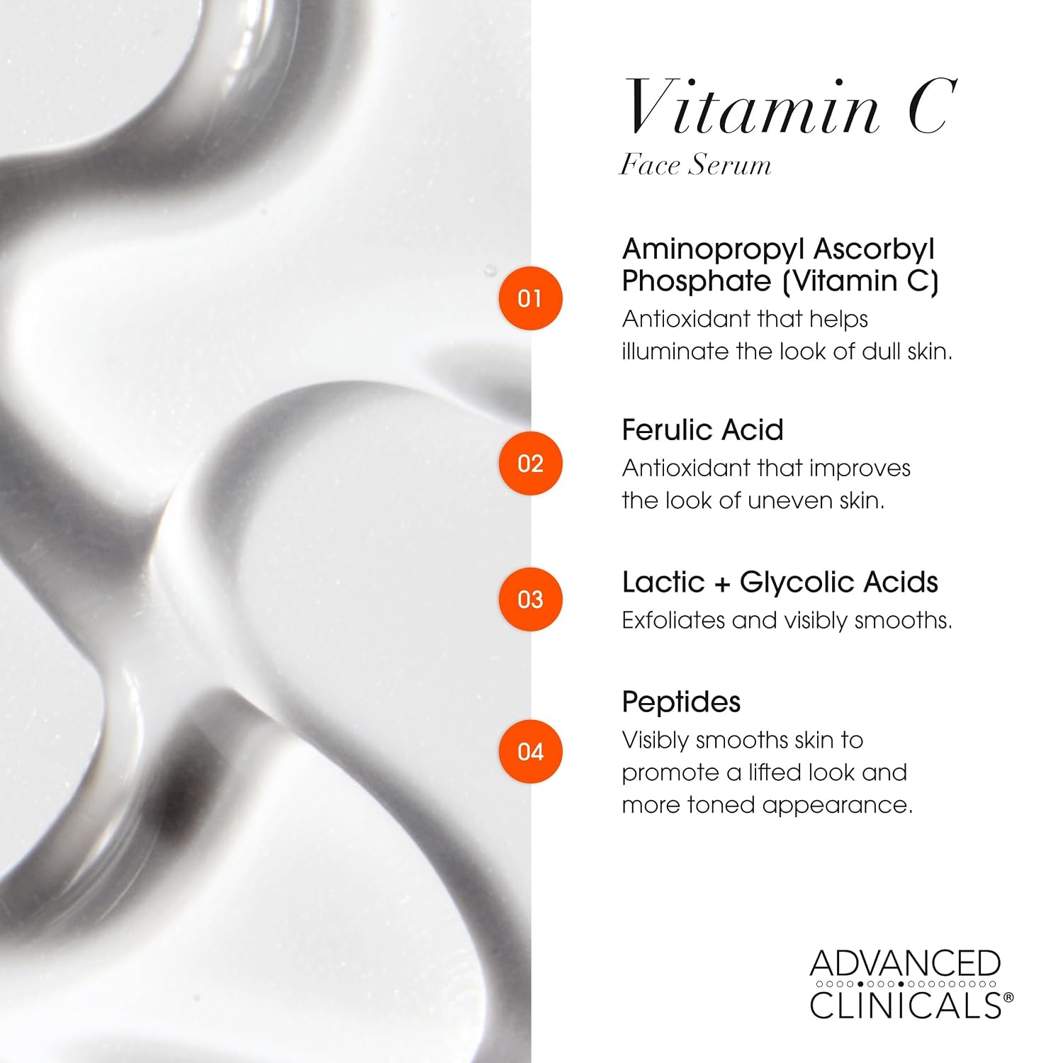 Advanced Clinicals Brightening Vitamin C Serum For Face With Glycolic Acid + Lactic Acid | Vitamin C Eye Serum Face Moisturizer For Improving Look Of Dark Spots & Uneven Complexion, 1.75 Fl Oz