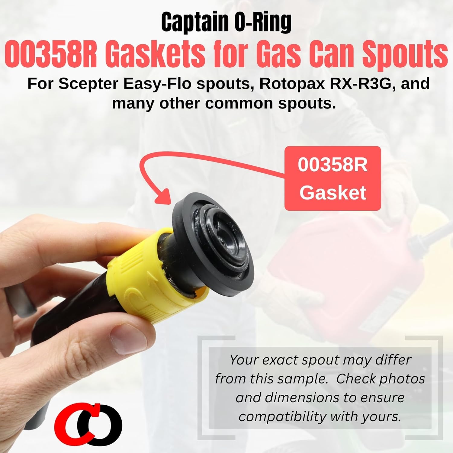 Captain O-Ring – 00358R Gas Can Spout Gasket Seals (6 Pack) - Rubber Replacement Gasoline/Fuel Jug Washer Seals, Upgraded Version