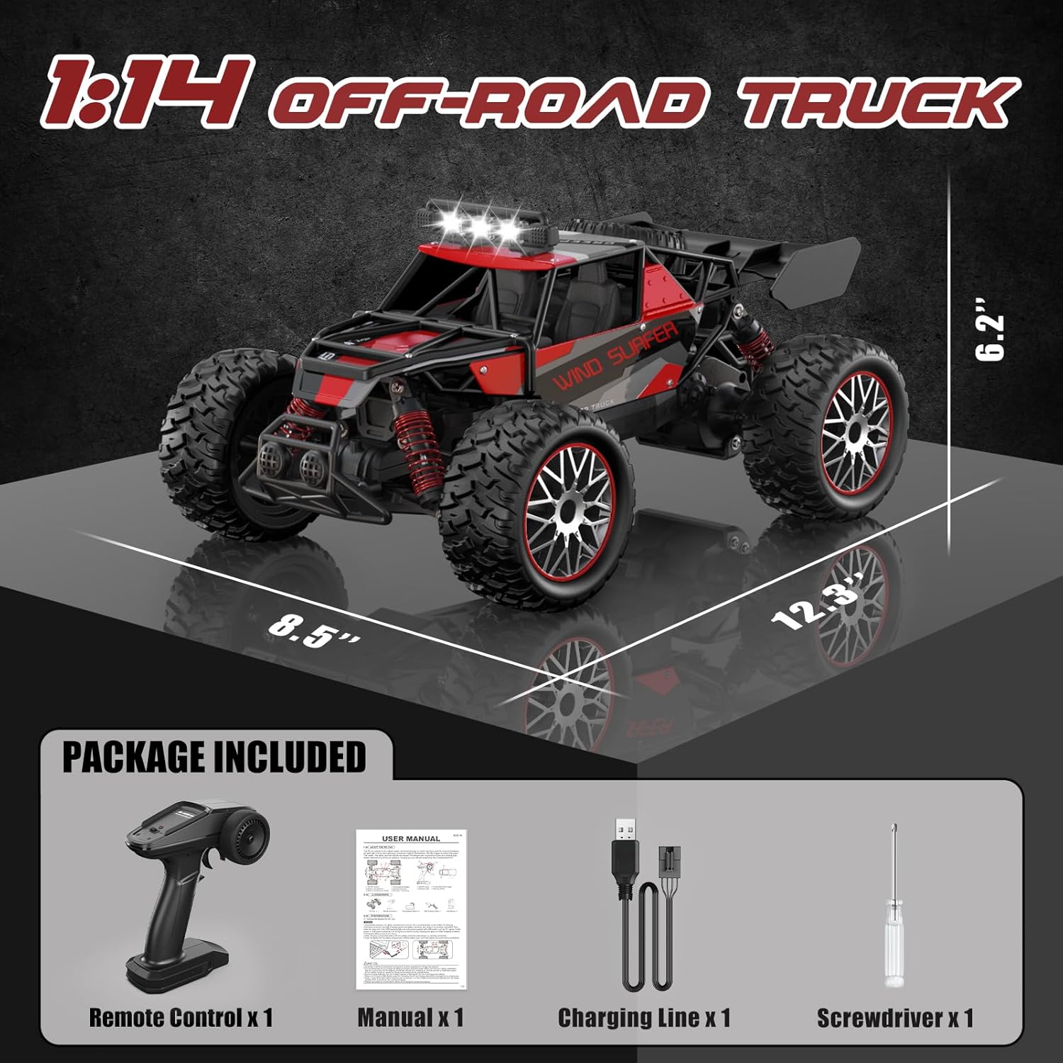 High Speed 30+KM/H Remote Control Car, 1:14 RC Cars for Boys Age 8-12, 2.4 GHz All Terrain RC Truck