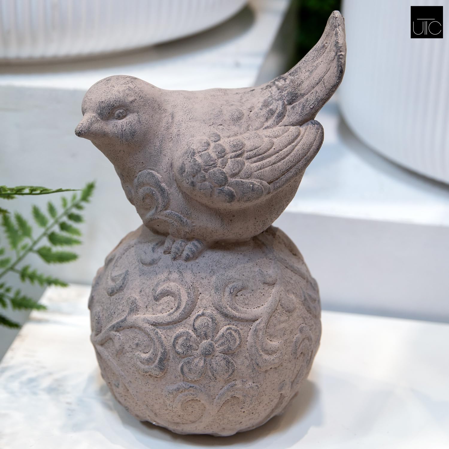 Small Cement Bird Statue, Gray Concrete Finish (8.25 X 5.25 X 6.25 In.) | Decorative Cement Bird Figurine With A Gray Concrete Finish, Ideal For Tables, Patios, Lawns, Yards, And Home Décor.