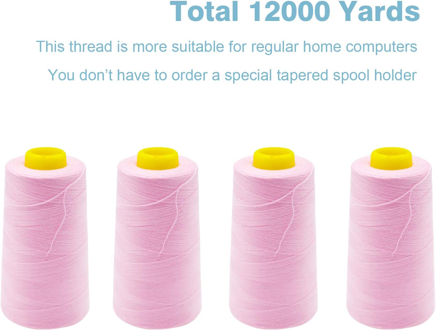 Black Serger Thread, All-Purpose Thread for Sewing, Polyester, 4 Cones of 3000 Yards Each Spool for Sewing Machine