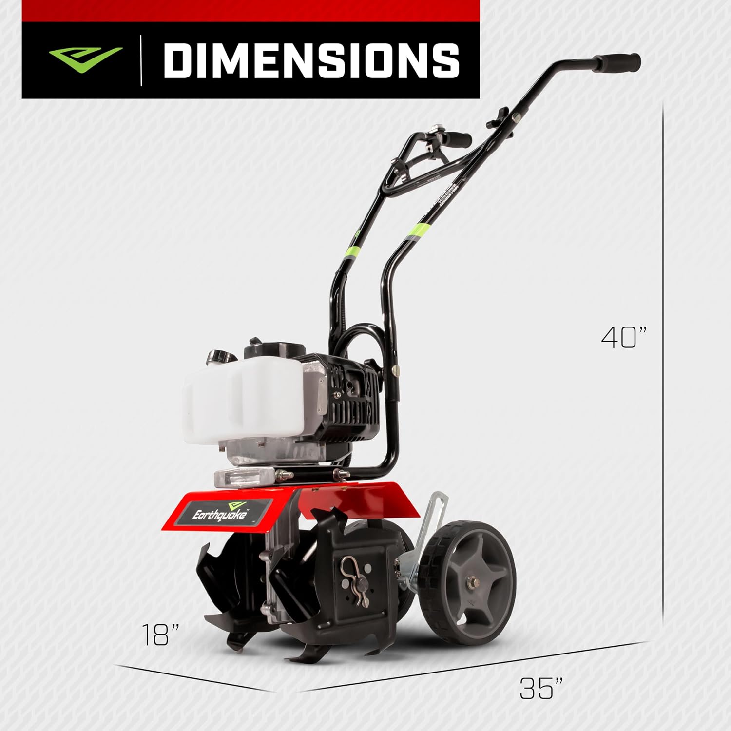 Earthquake 31635 MC33 Mini Tiller Cultivator, Powerful 33cc 2-Cycle Viper Engine, Gear Drive Transmission, Height Adjustable Wheels, 5 Year Warranty